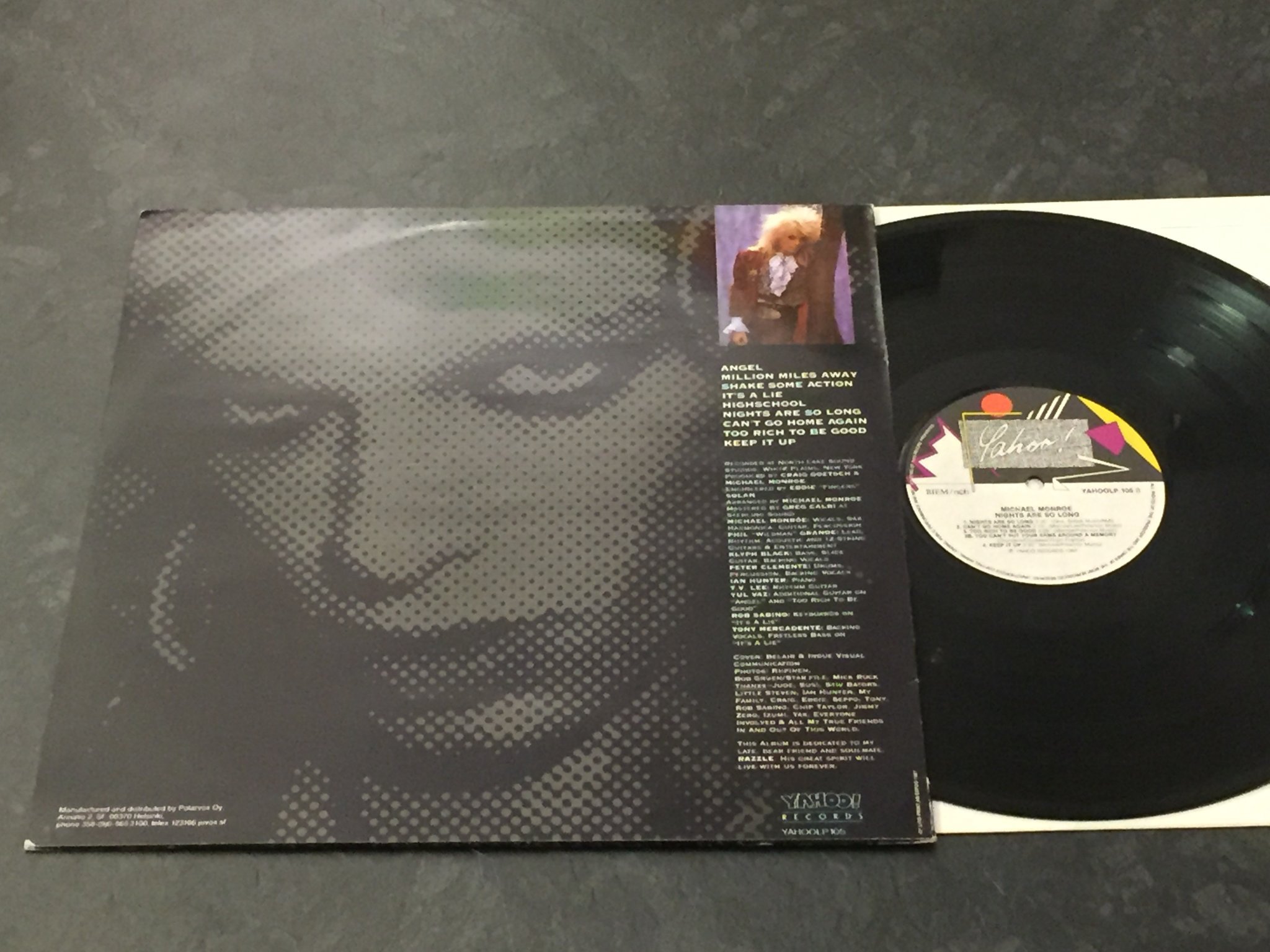 Omslagsbild för skivan MICHAEL MONROE Nights Are So Long LP -87 FINLAND YAHOO! YAHOOLP 105
