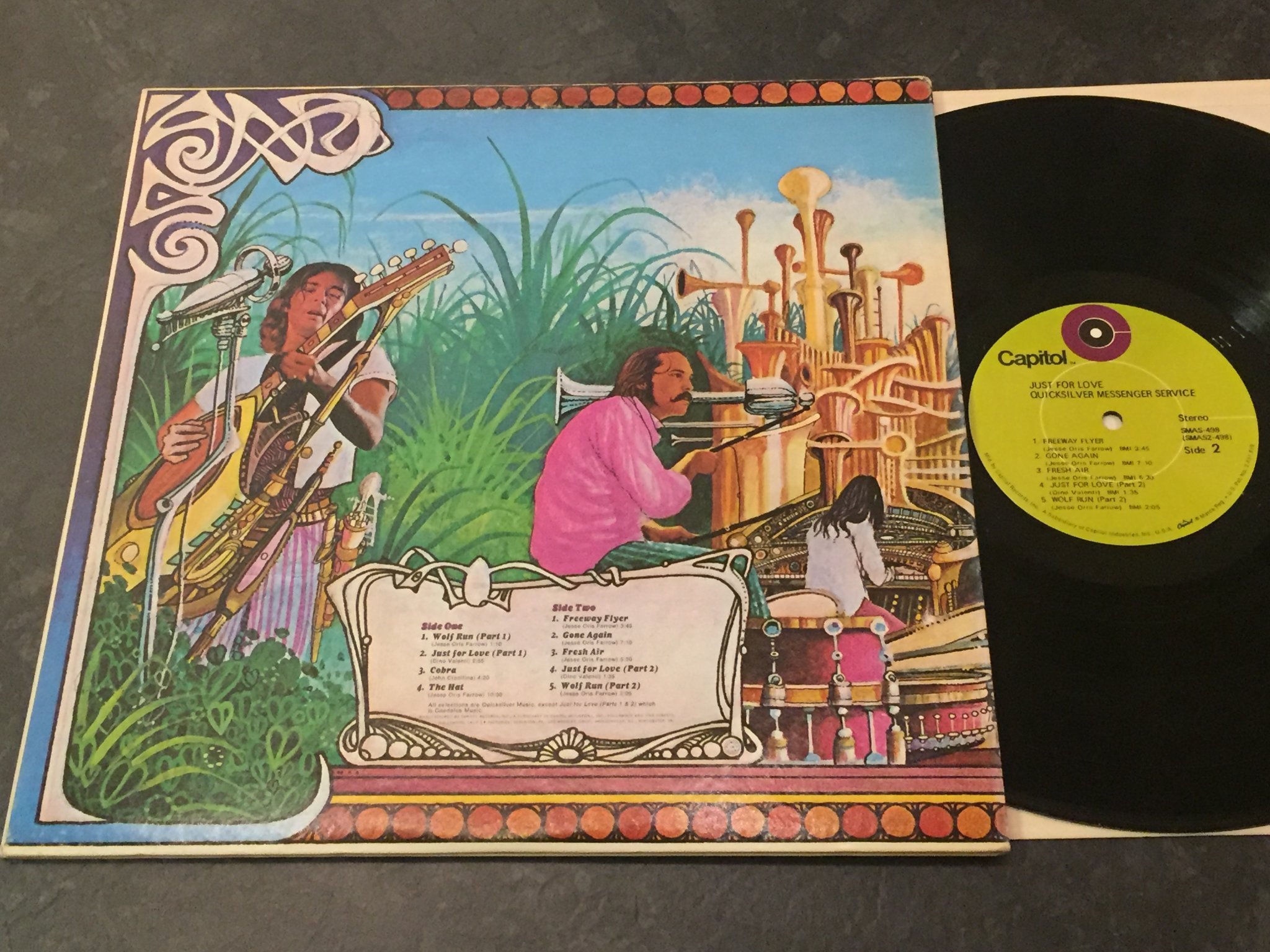 Omslagsbild för skivan QUICKSILVER MESSENGER SERVICE just for love LP -70 US CAPITOL SMAS-498