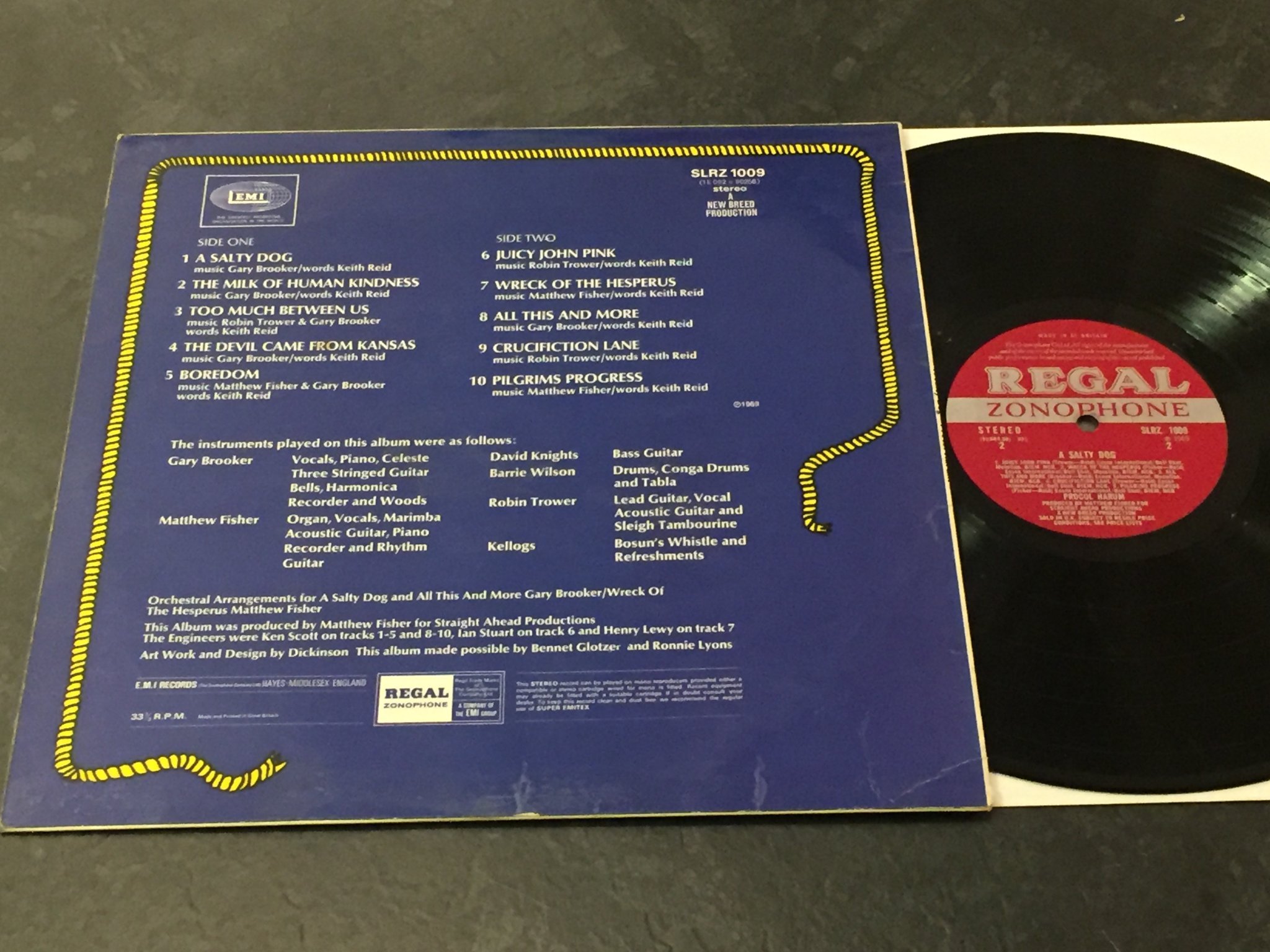 Omslagsbild för skivan PROCOL HARUM a salty dog LP  -69 UK REGAL ZONOPHONE SLRZ 1009