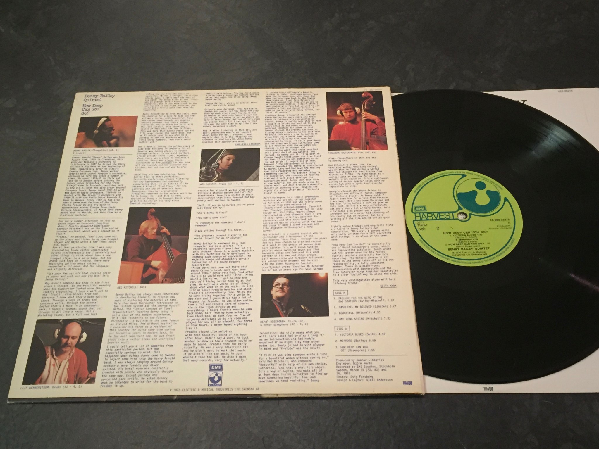 Omslagsbild för skivan BENNY BAILEY QUINTET how deep can you go? LP -76 Swe HARVEST rare!