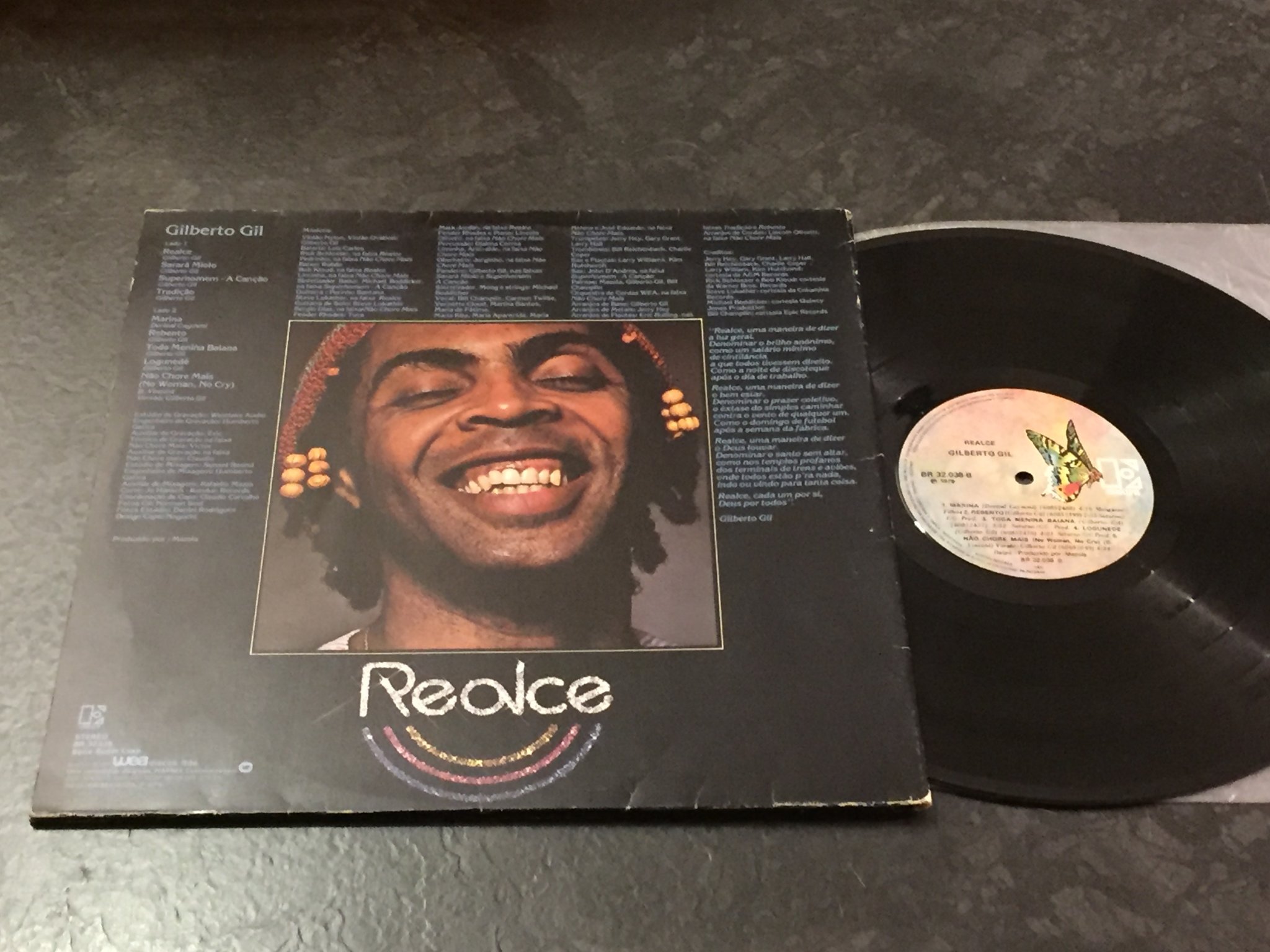 Omslagsbild för skivan GILBERTO GIL realce LP -79 Brazil ELEKTRA BR 32038
