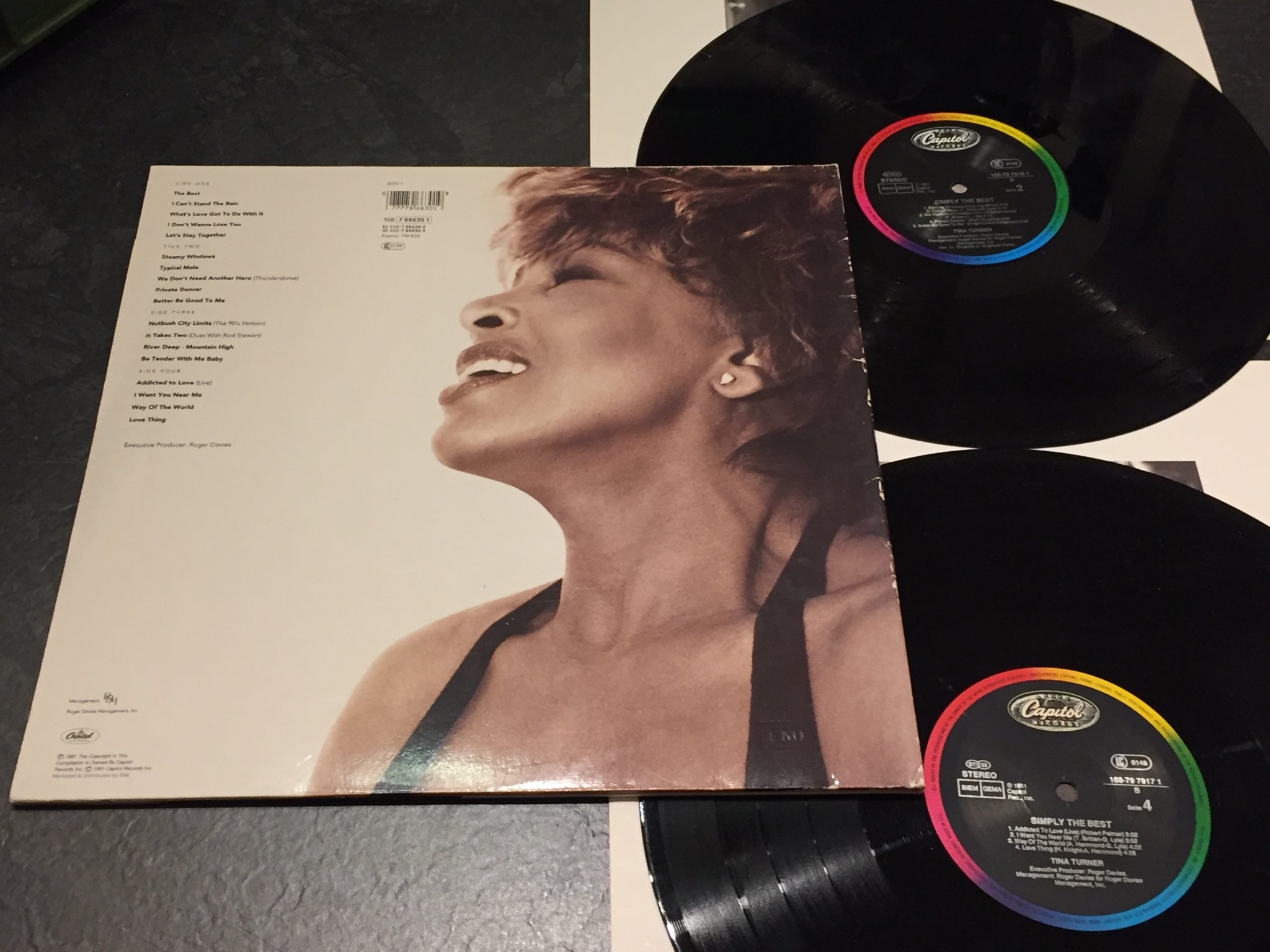 Omslagsbild för skivan TINA TURNER simply the best  2xLP -91 CAPITOL 168-7 97916 1