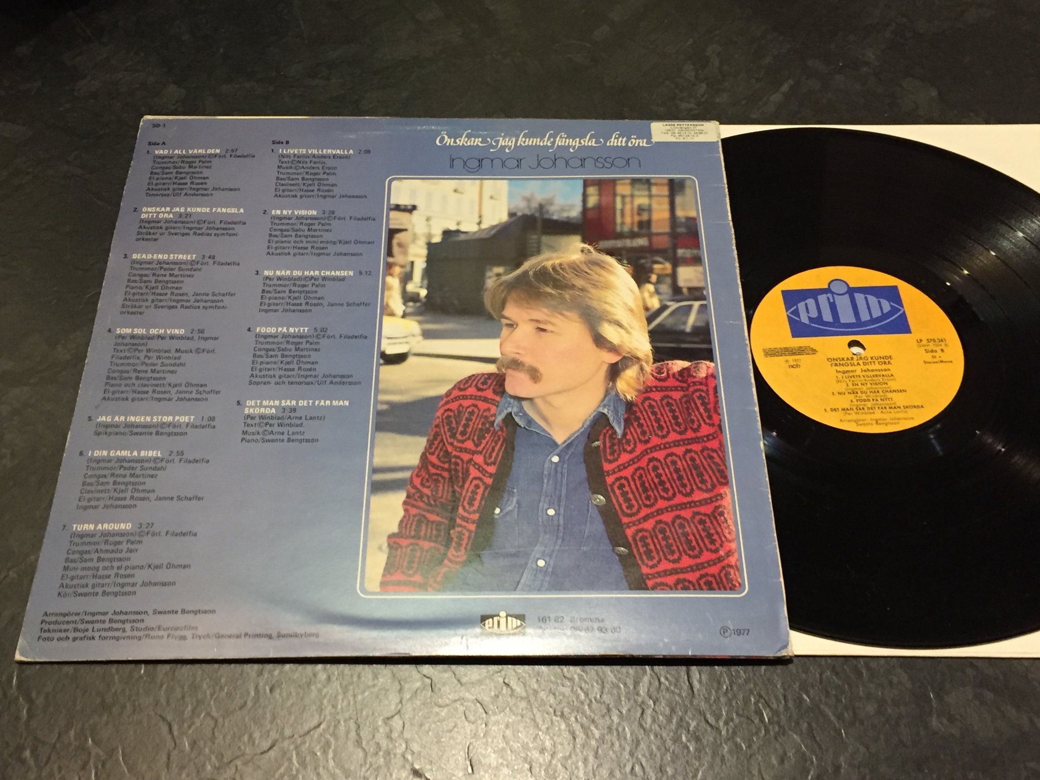 Omslagsbild för skivan INGMAR JOHANSSON önskar jag kunde fängsla ditt öra LP -77 PRIM LP 570.341