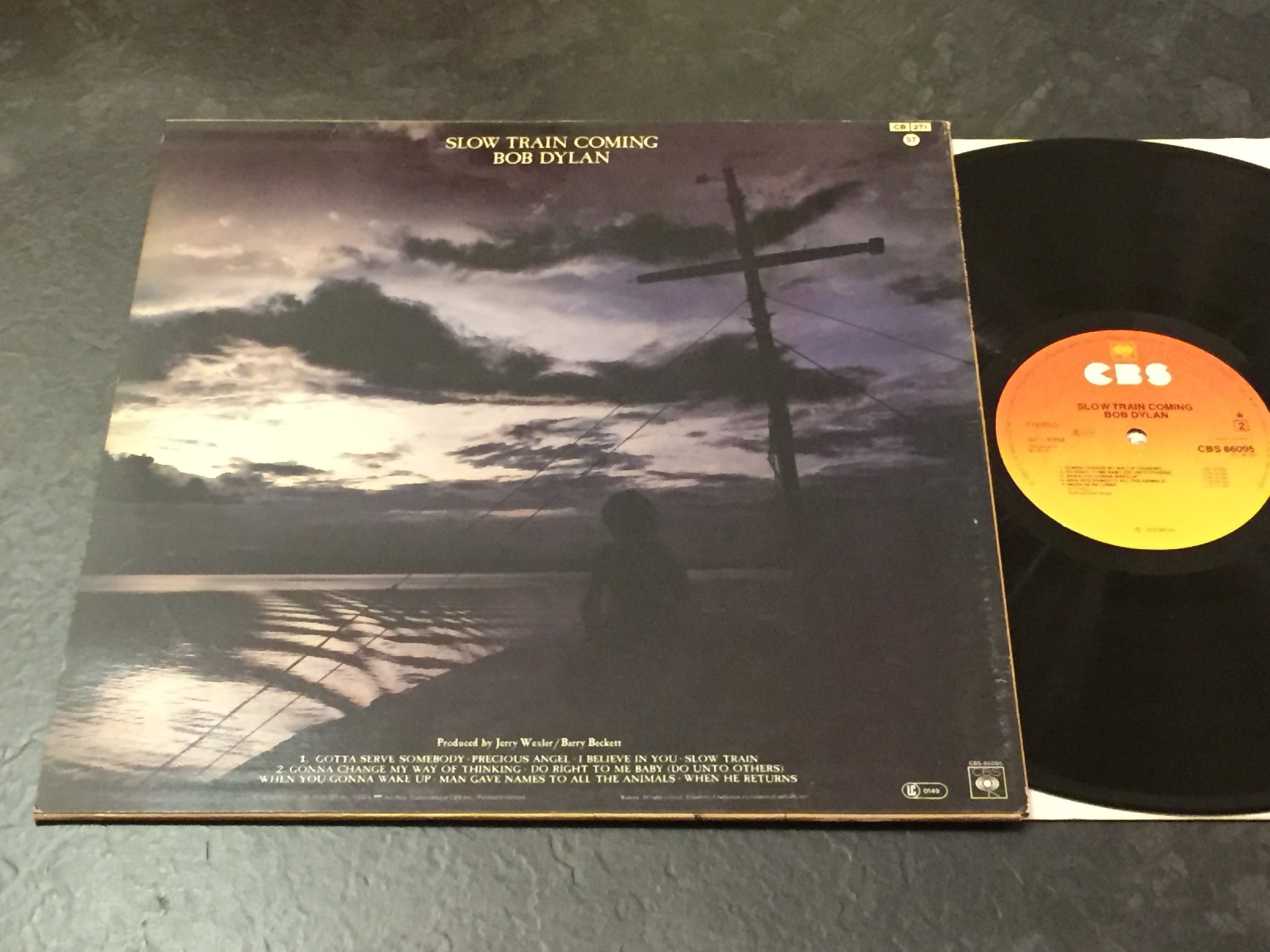 Omslagsbild för skivan BOB DYLAN slow train coming LP -79 CBS CBS 86095