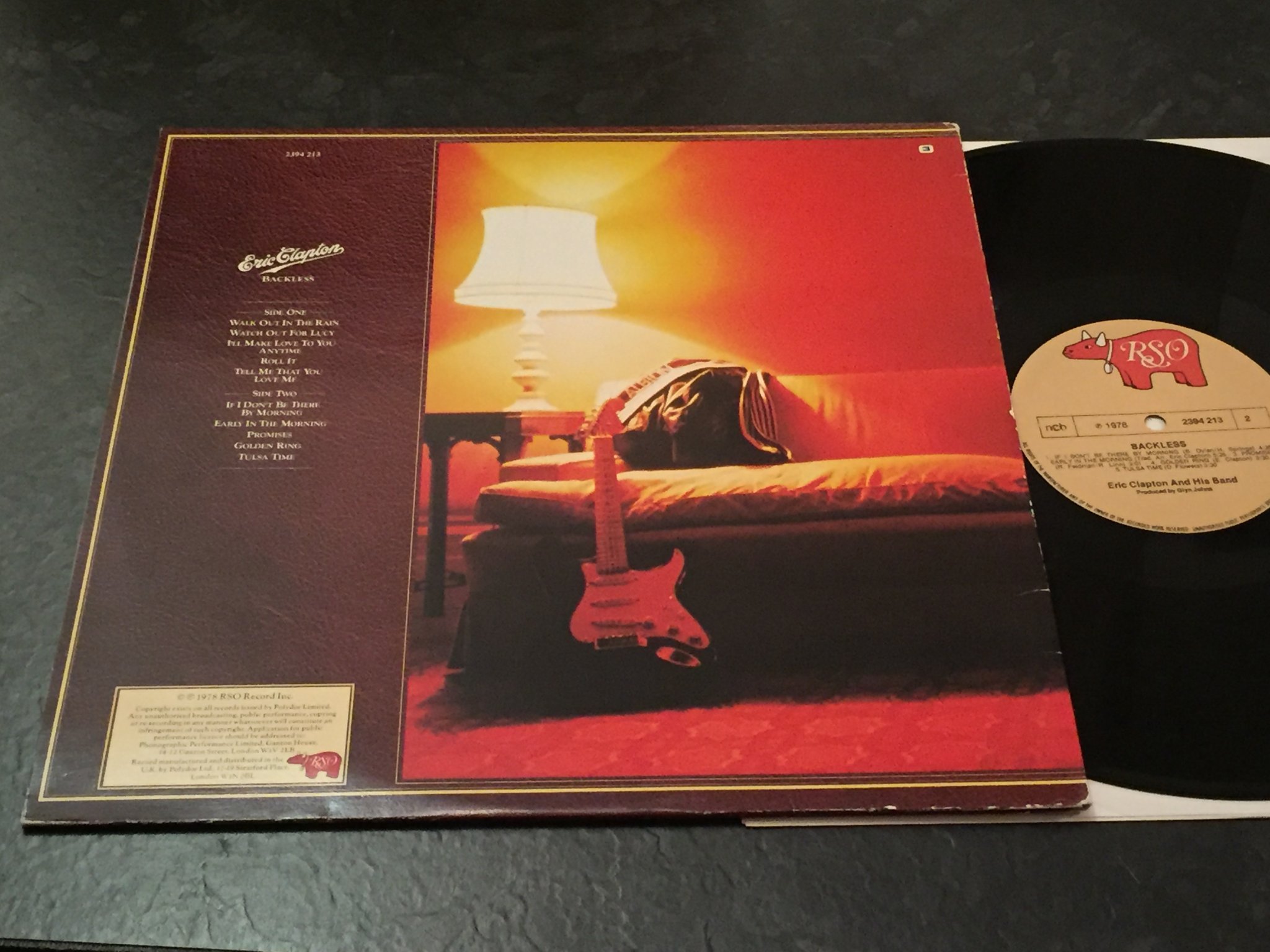 Omslagsbild för skivan ERIC CLAPTON backless LP -78 RSO 2394 213