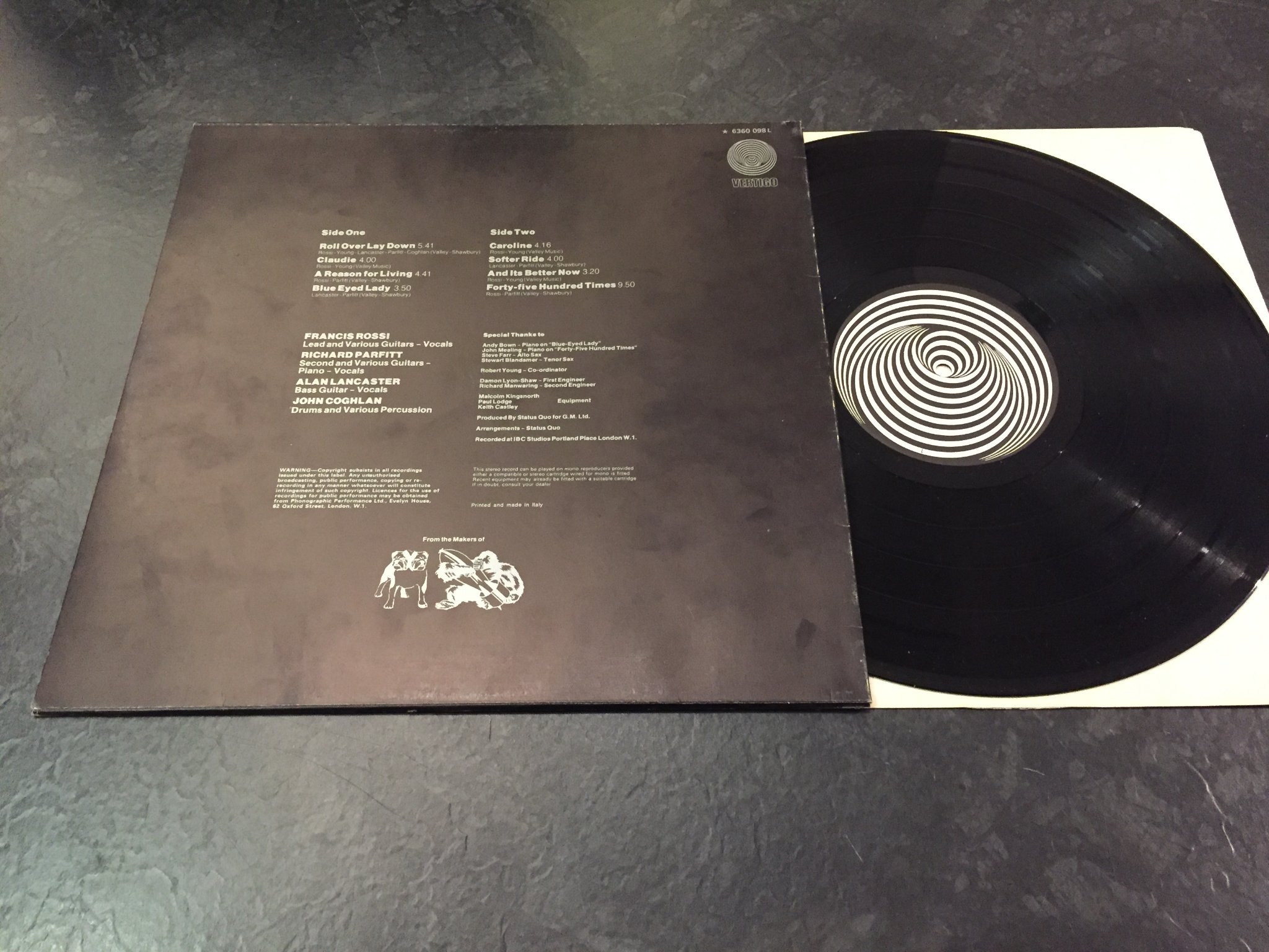 Omslagsbild för skivan STATUS QUO hello! LP -73 Ita VERTIGO 6360 098 L