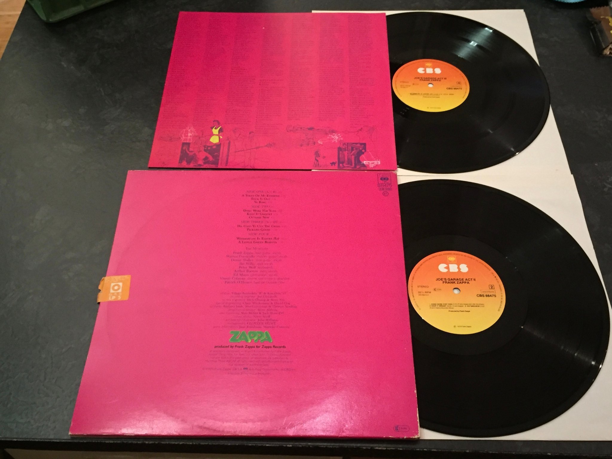 Omslagsbild för skivan FRANK ZAPPA Joe’s garage acts II & III 2xLP -79 CBS 88475