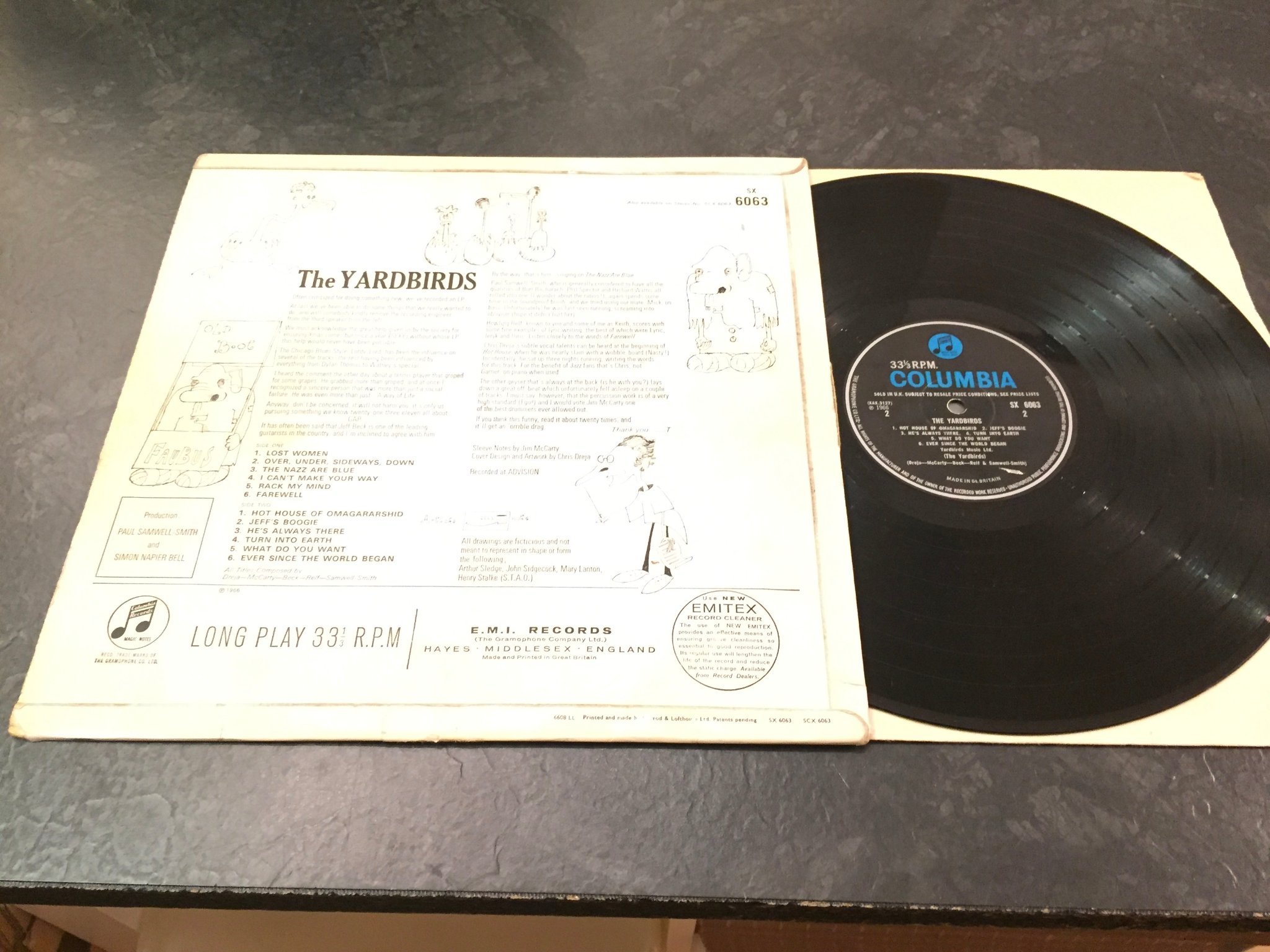 Omslagsbild för skivan YARDBIRDS s/t LP -66 UK COLUMBIA SX 6063 MONO ORIG.
