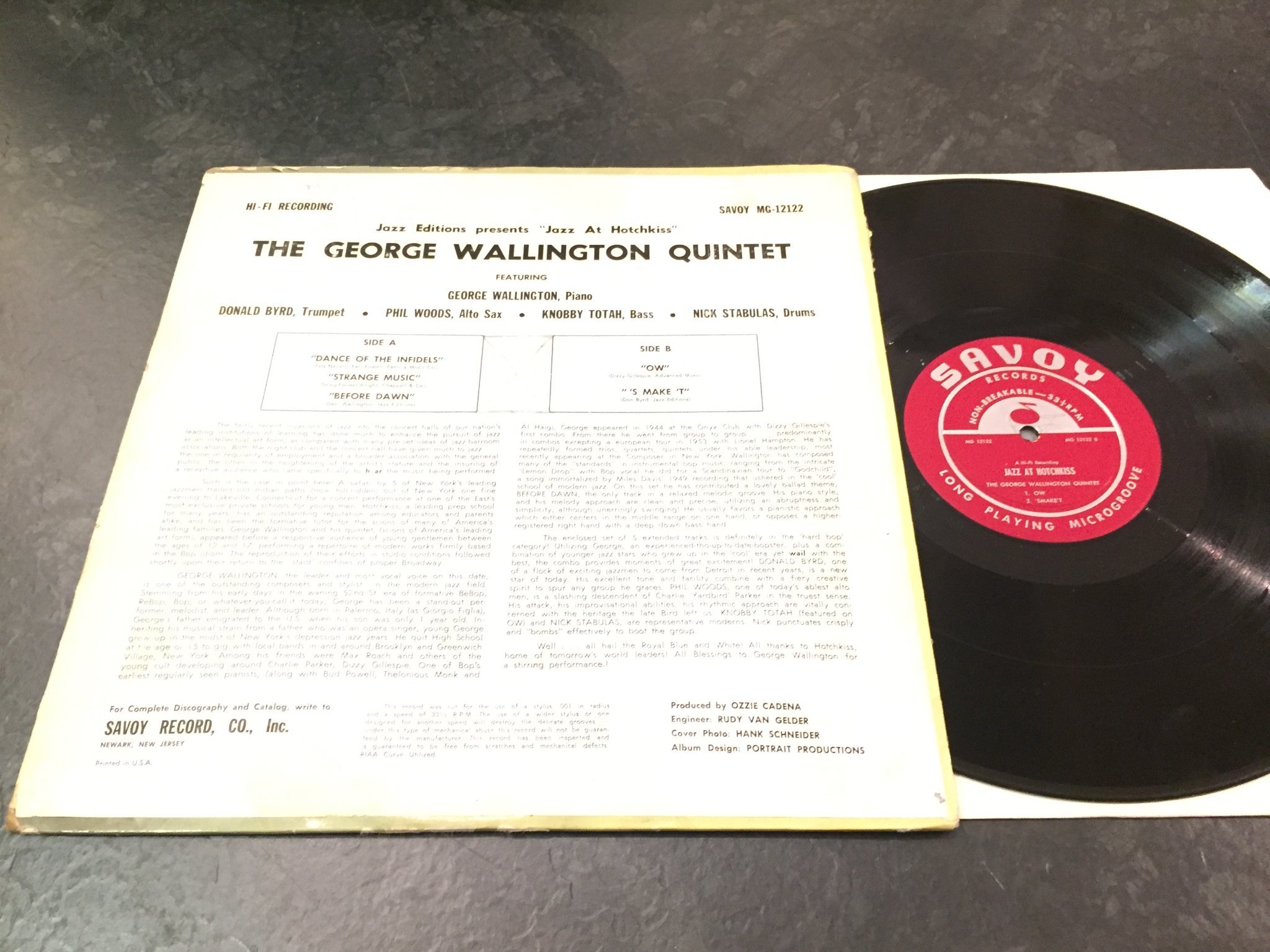 Omslagsbild för skivan GEORGE WALLINGTON QUINTET jazz at hotchkiss LP -57 US SAVOY MG 12122