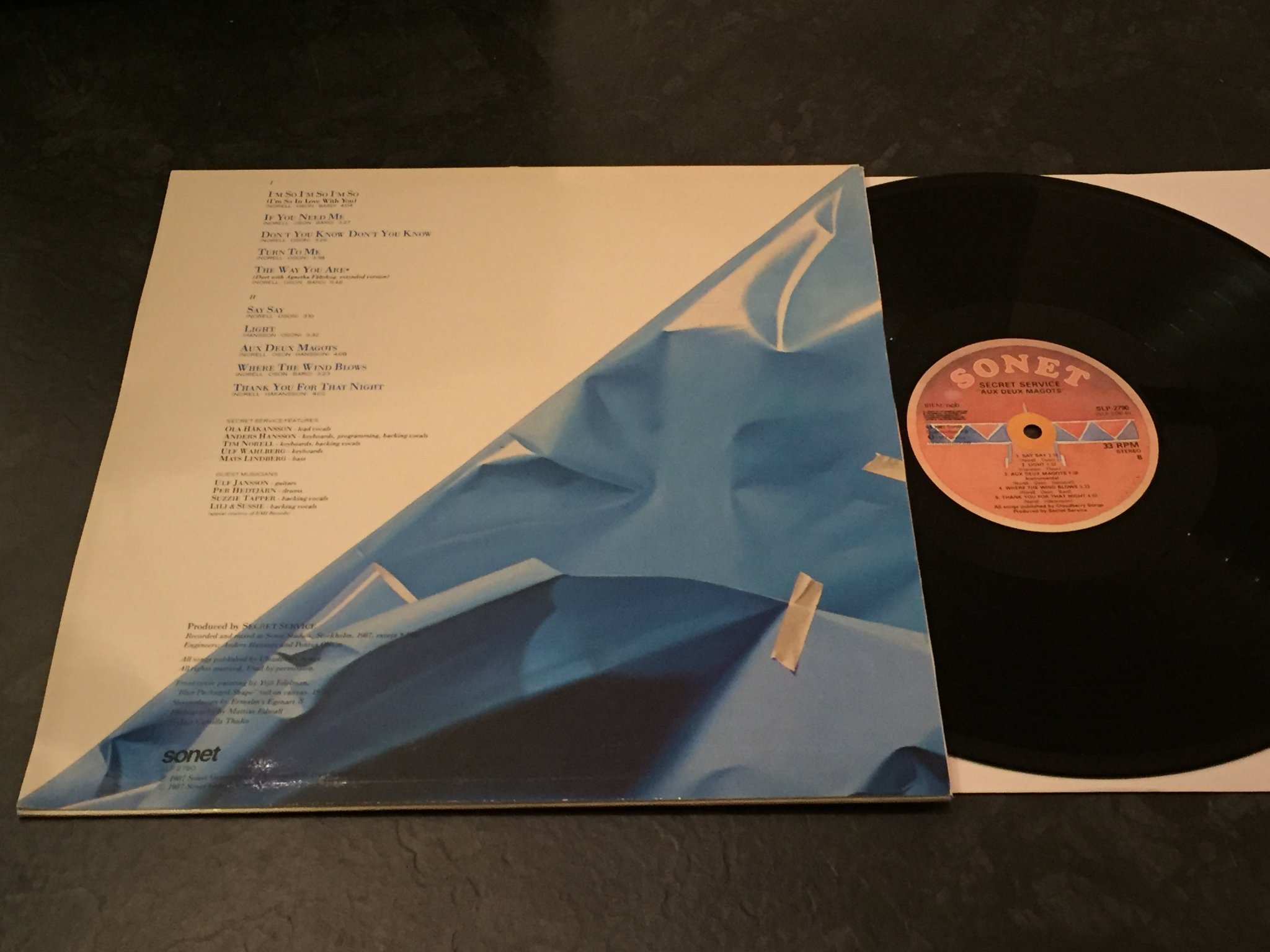Omslagsbild för skivan SECRET SERVICE aux deux magots LP -87 Swe SONET SLP 2790