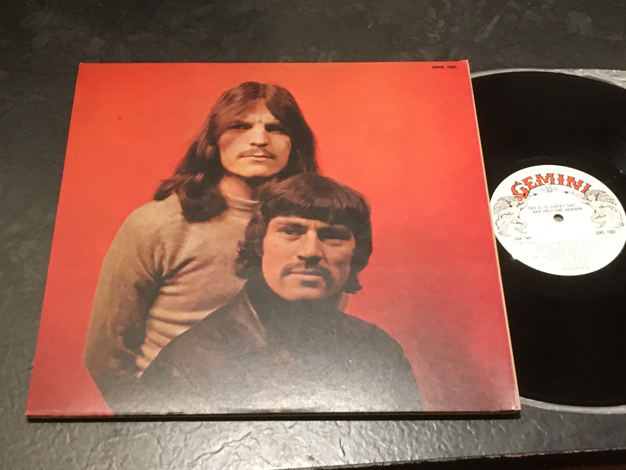 Omslagsbild för skivan SHERIDAN / PRICE this is to certify that… LP -70 UK GEMINI GME 1002