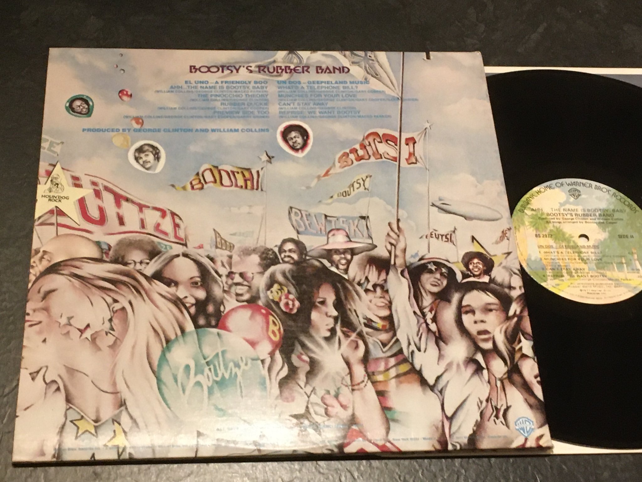 Omslagsbild för skivan BOOTSY’S RUBBER BAND ahh…my name is Bootsy baby LP -77 US WARNER BS 2972