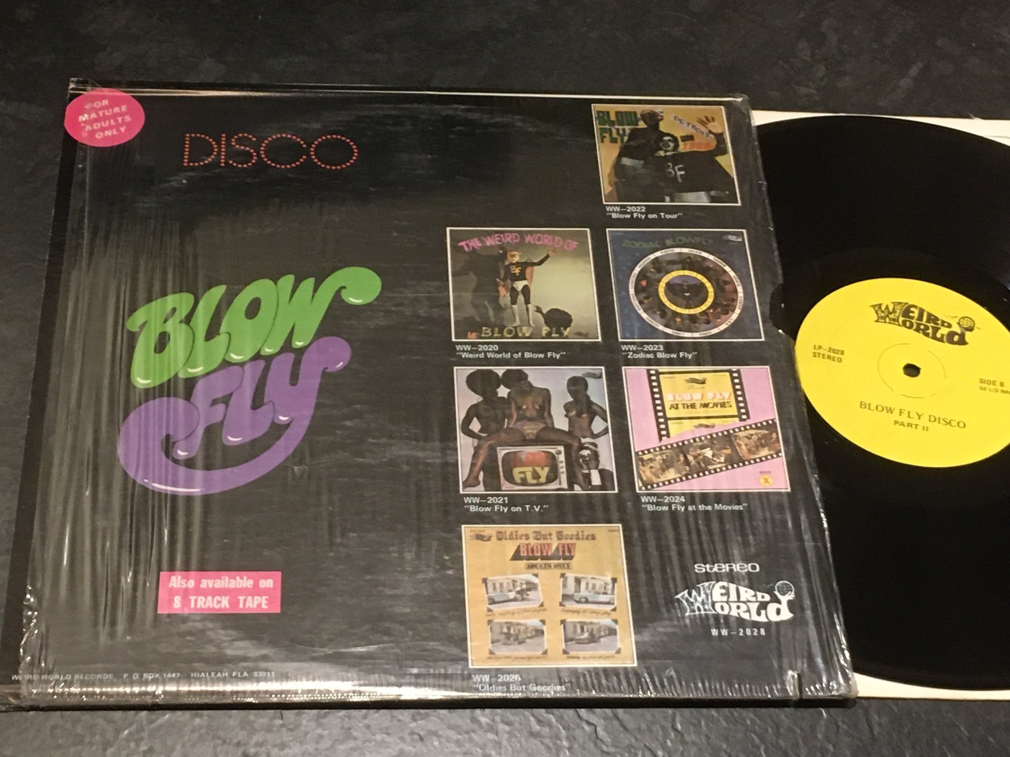 Omslagsbild för skivan BLOWFLY disco  LP -76 US WEIRD WORLD 2028