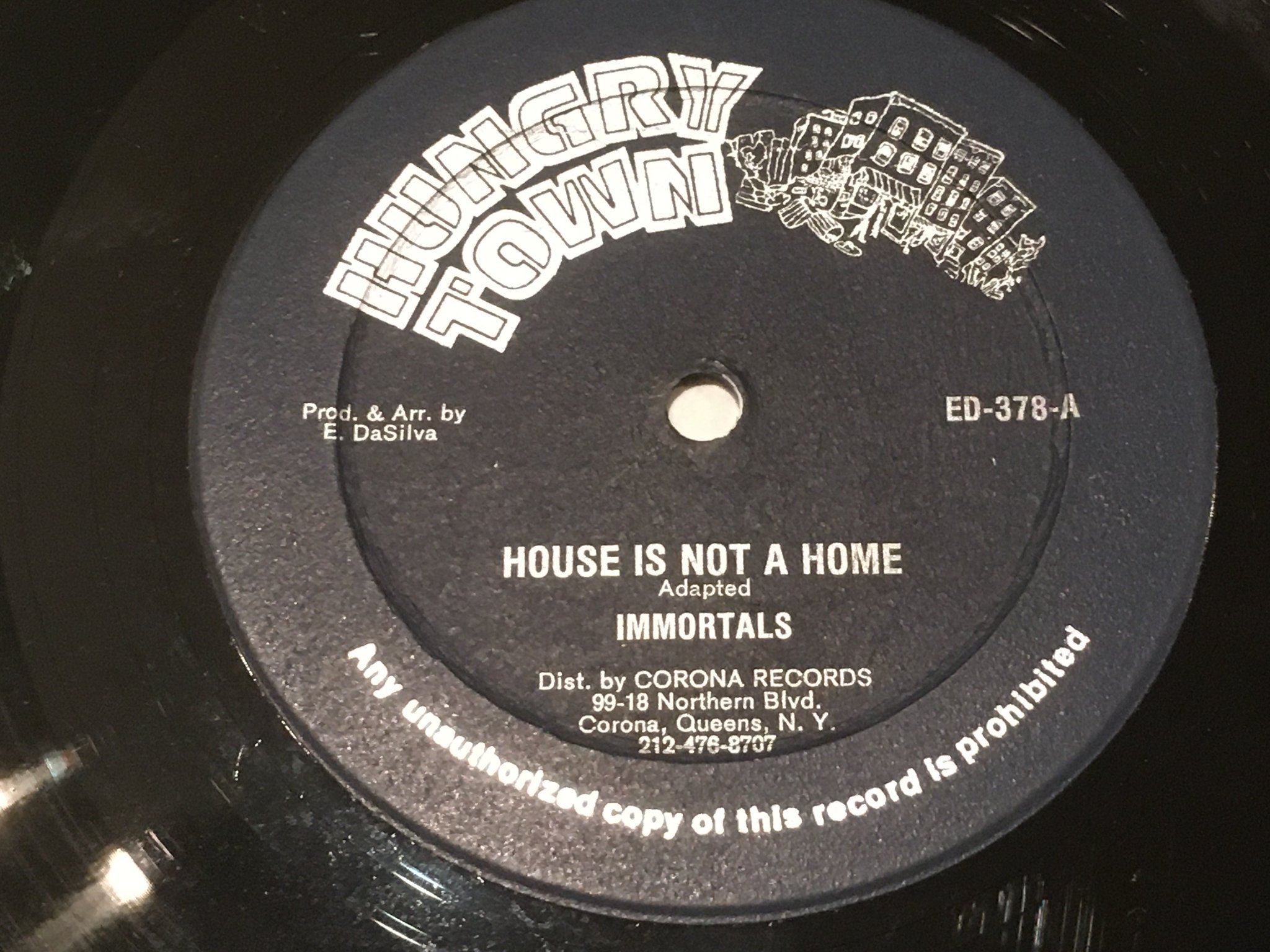 Omslagsbild för skivan IMMORTALS House Is Not A Home 12”single -78 US HUNGRY TOWN ED 378 very rare 