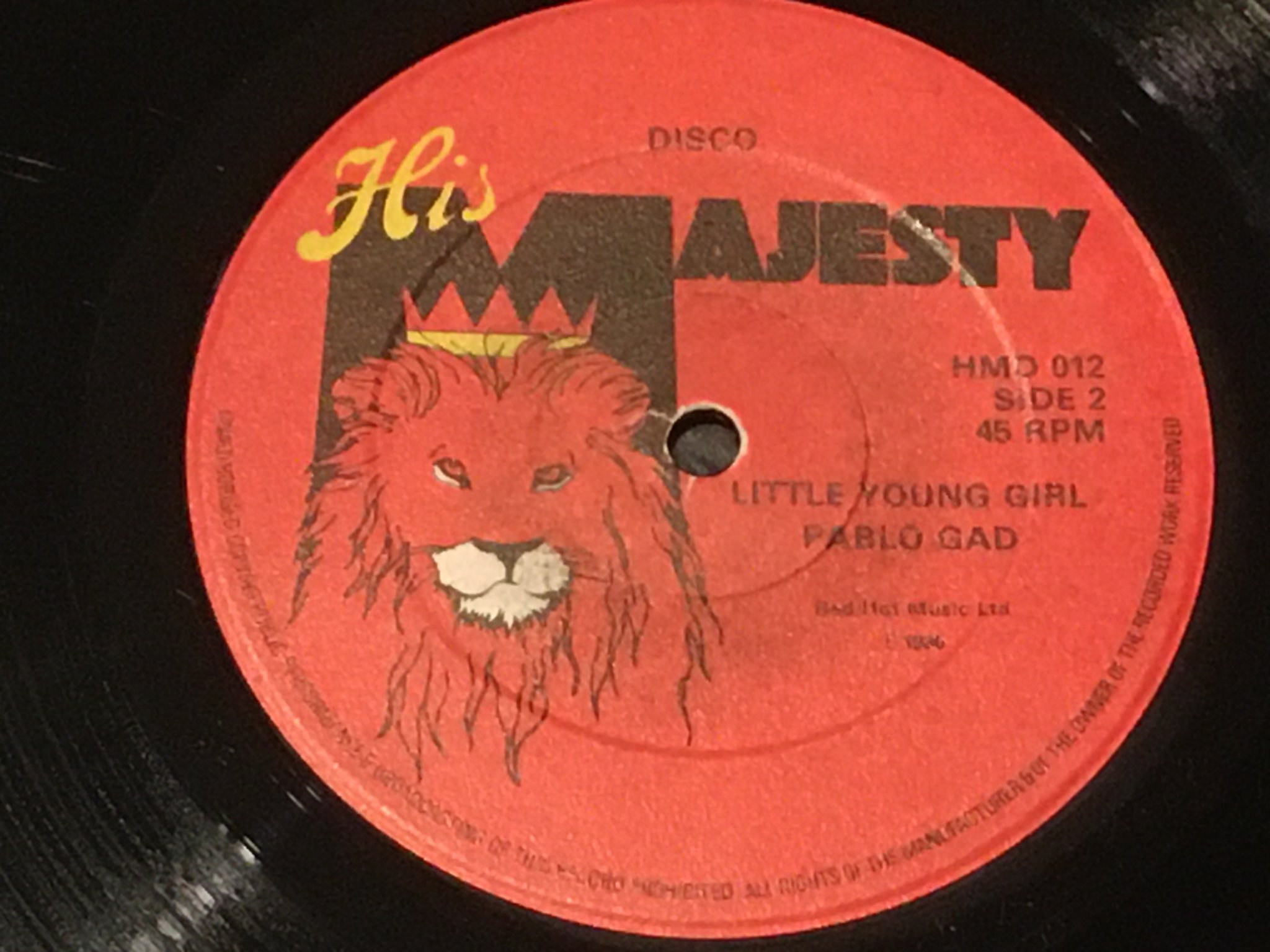 Omslagsbild för skivan PABLO GAD oh Jah 12”single -80 UK HIS MAJESTY HMD 012 Killer track ! ! ! !