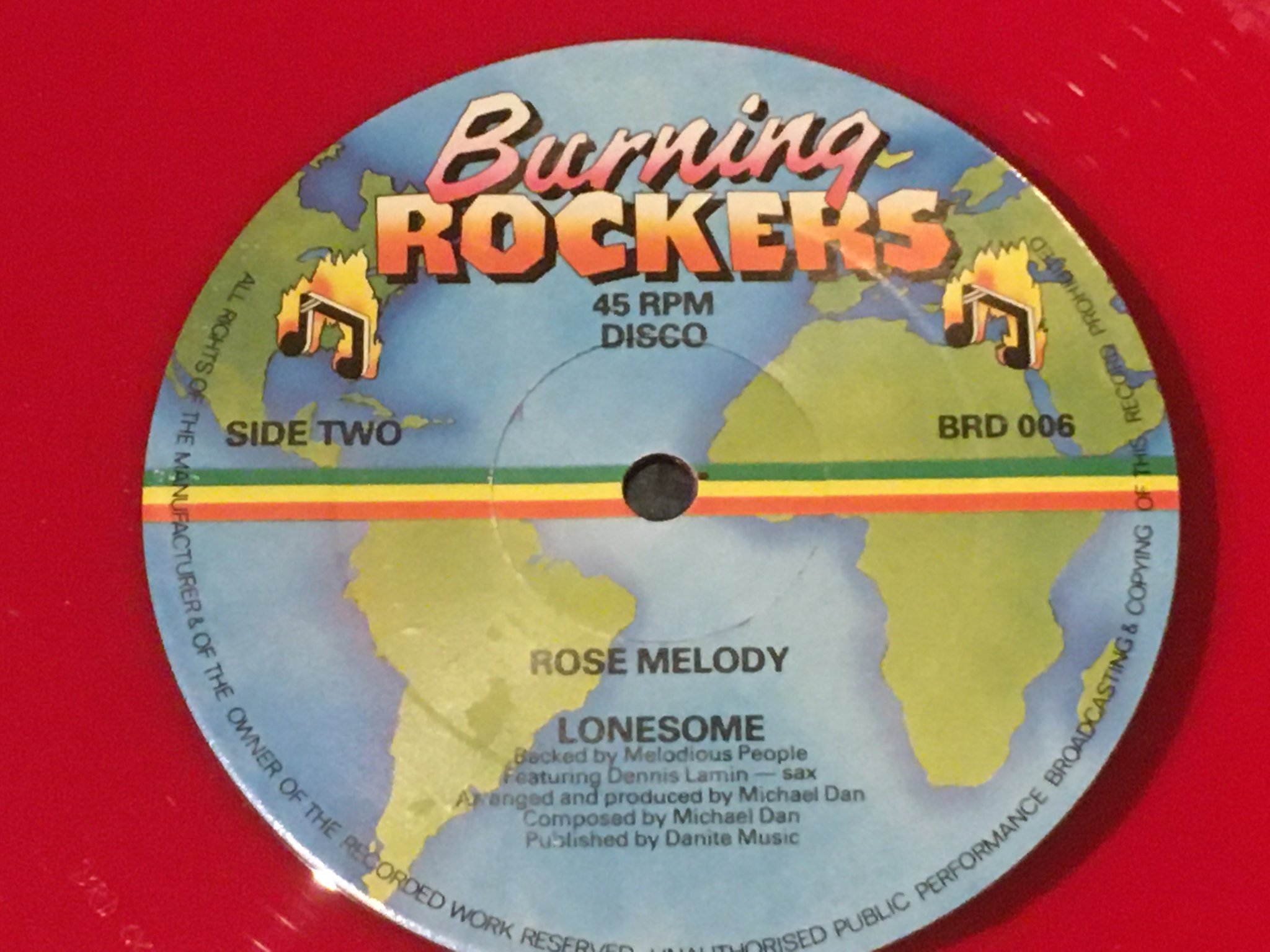 Omslagsbild för skivan ROSE MELODY now I’m alone 12”single -79 UK BURNING ROCKERS BRD 006