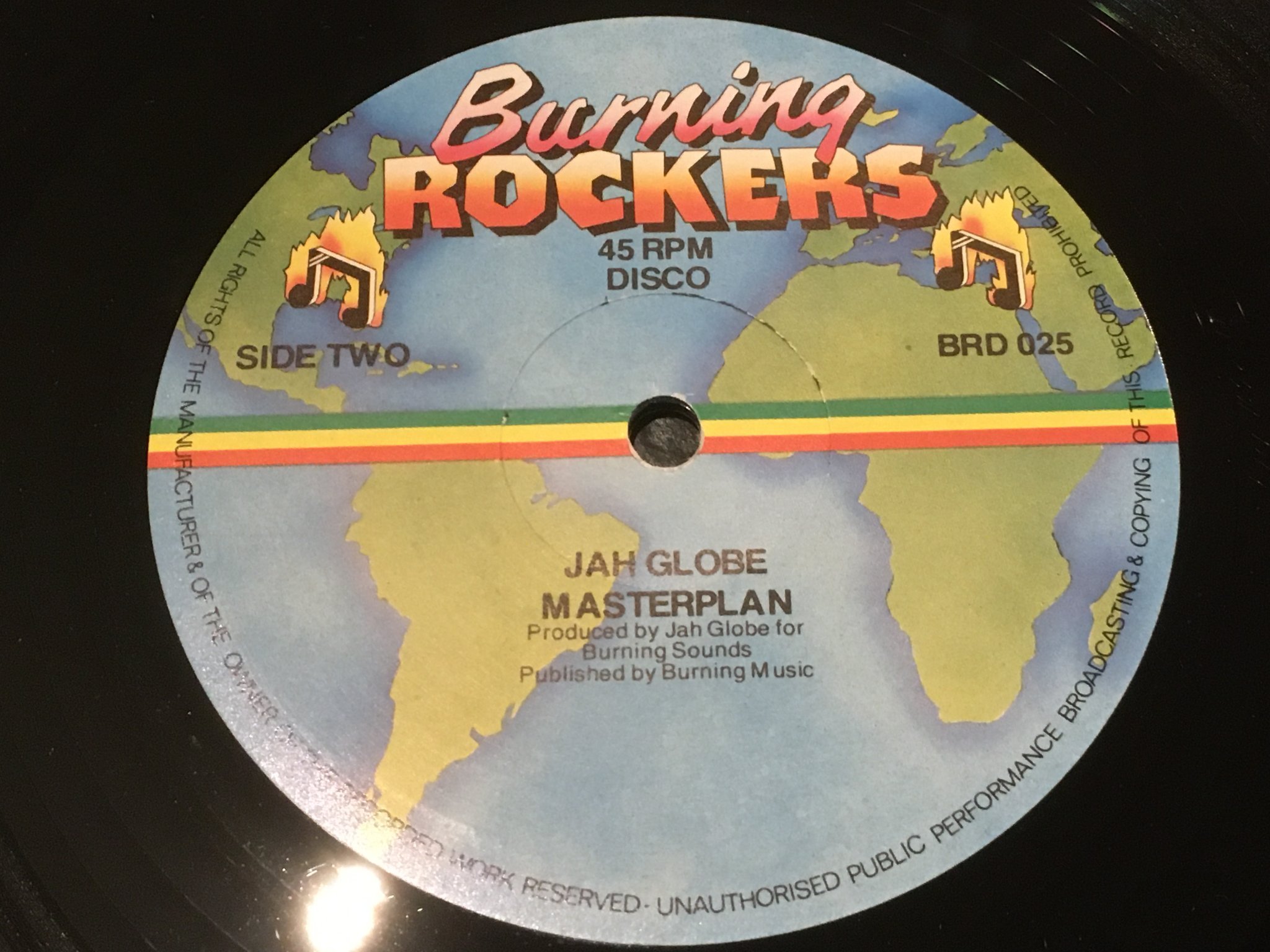 Omslagsbild för skivan JAH GLOBE Jah Creation 12”single  UK  BURNING ROCKERS BRD 025