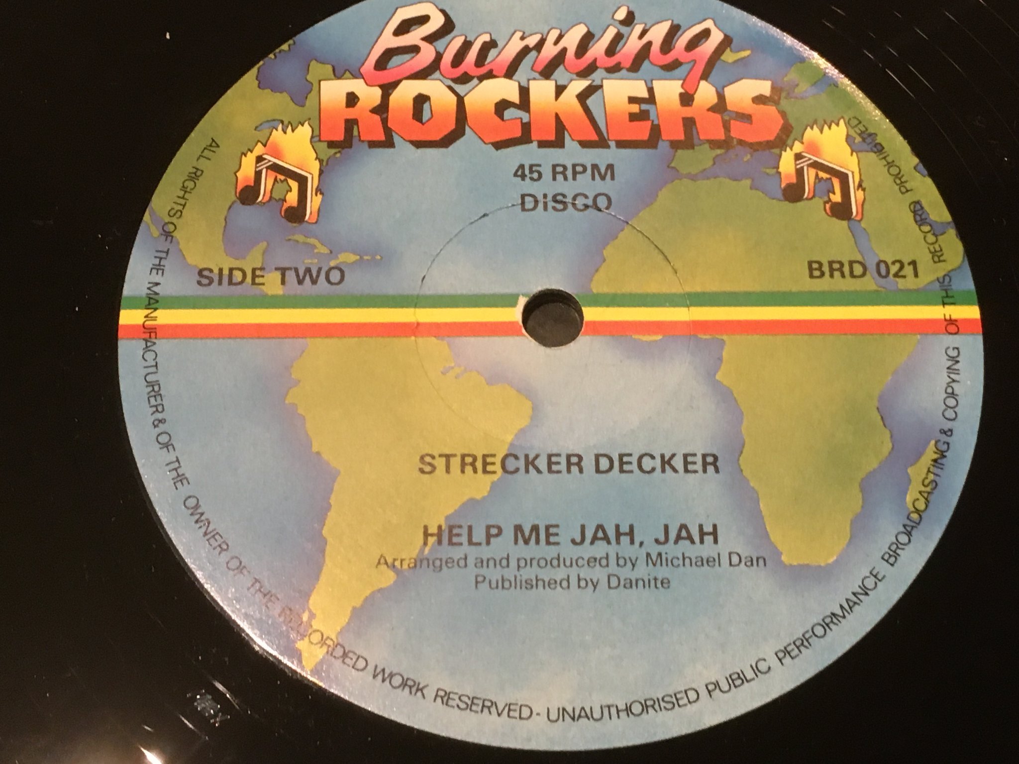 Omslagsbild för skivan STRECKER DECKER tears are burning 12”single  UK  BURNING ROCKERS BRD 021