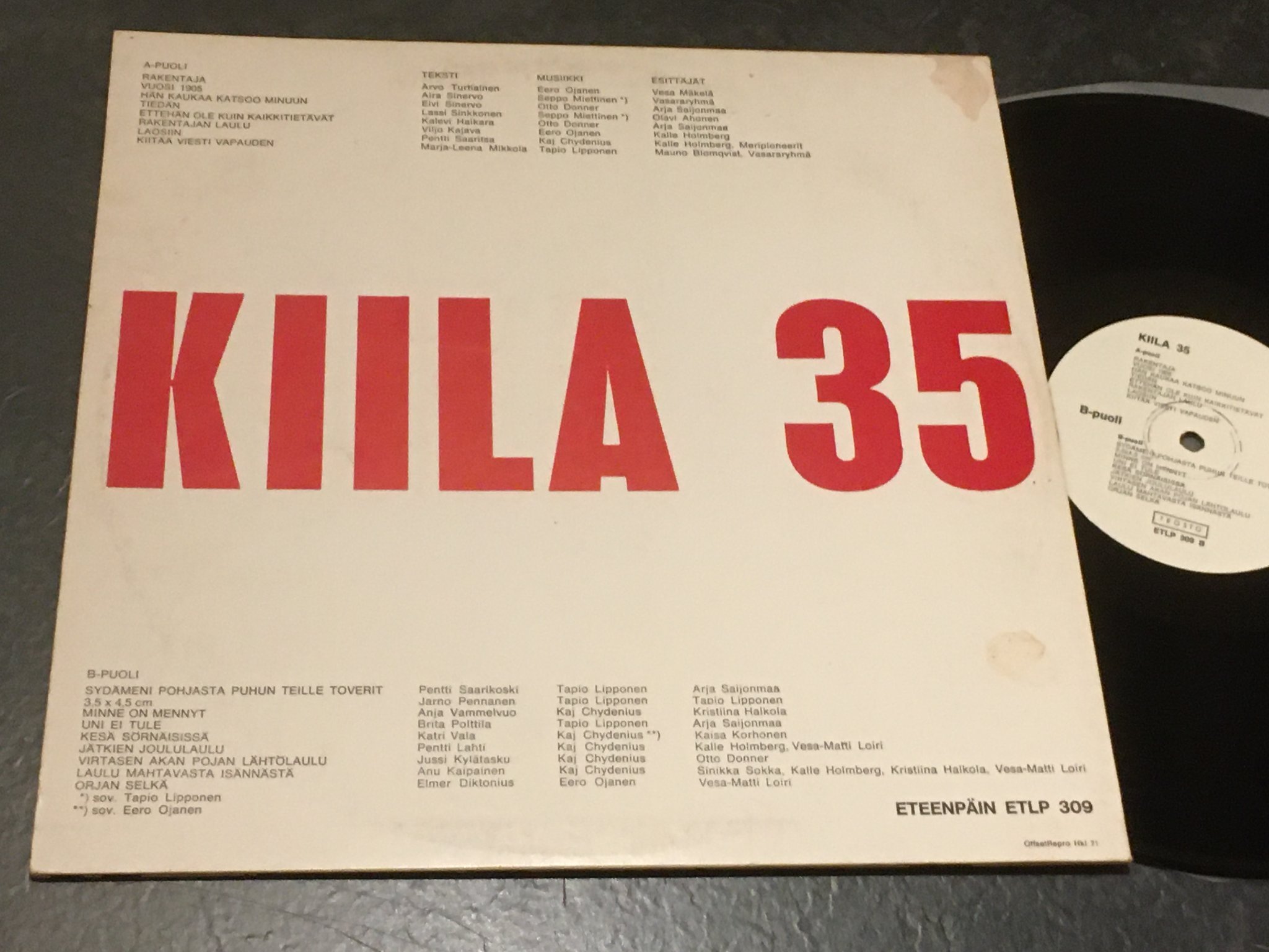 Omslagsbild för skivan VARIOUS killa 35  LP -71 Finland ETEENPÄIN ETLP 309