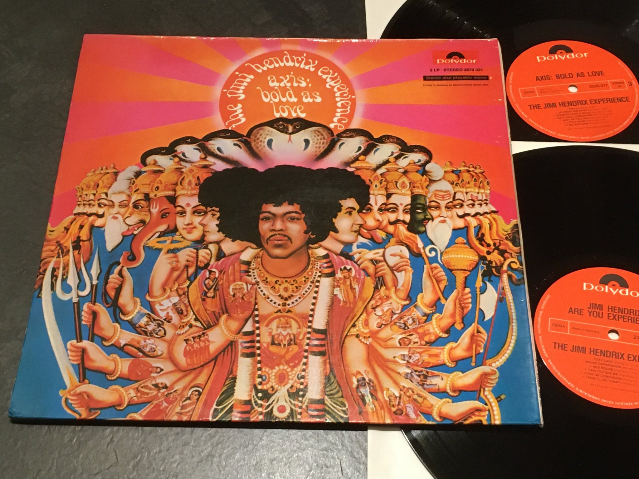 Omslagsbild för skivan THE JIMI HENDRIX EXPERIENCE are you experienced / axis: bold as love 2xLP 