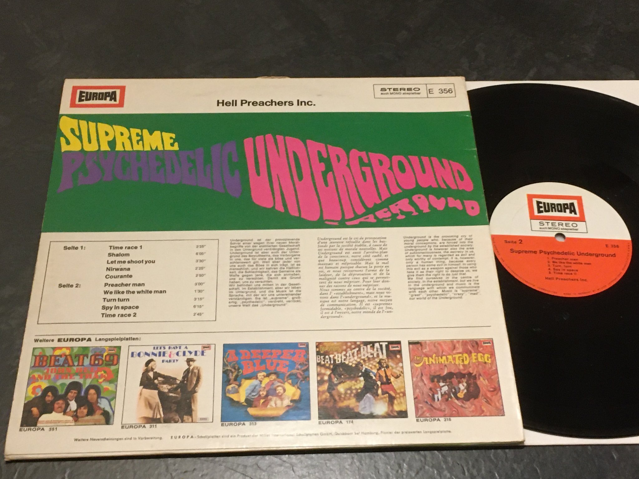 Omslagsbild för skivan HELL PREACHERS Supreme Psychedelic Underground LP -68 Ger EUROPA E 356