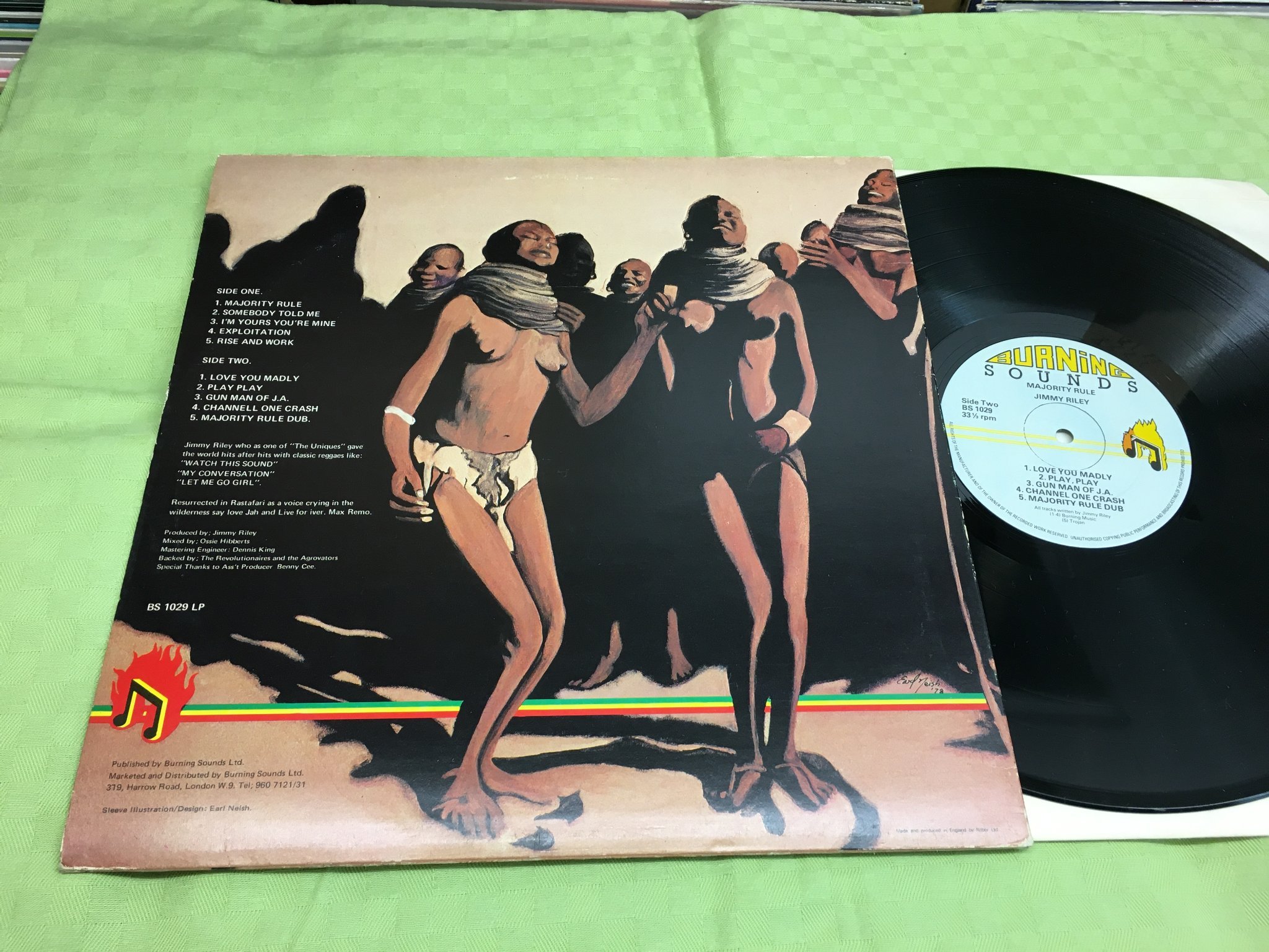 Omslagsbild för skivan JIMMY RILEY majority rule LP -78 UK BURNING SOUNDS BS 1029