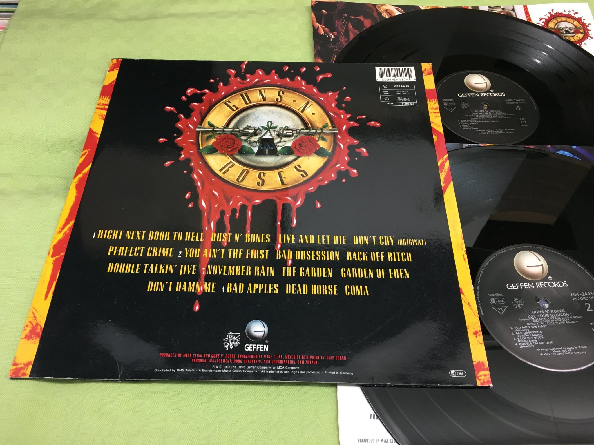 Omslagsbild för skivan GUNS N ROSES use your illusion I 2xLP -91 GEFFEN GEF 24415 