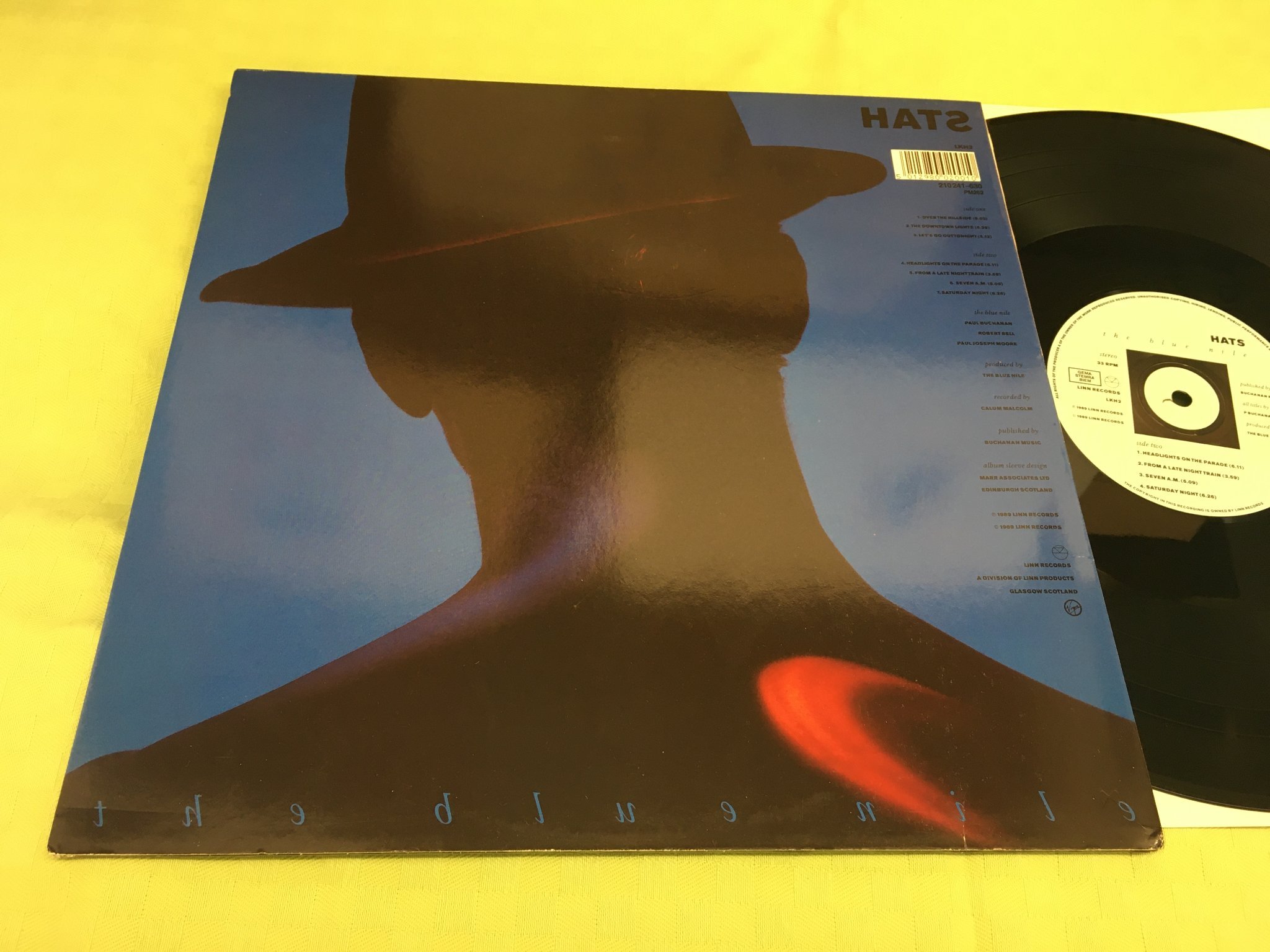 Omslagsbild för skivan THE BLUE NILE hats LP -89 LINN RECORDS LKH2 rare!