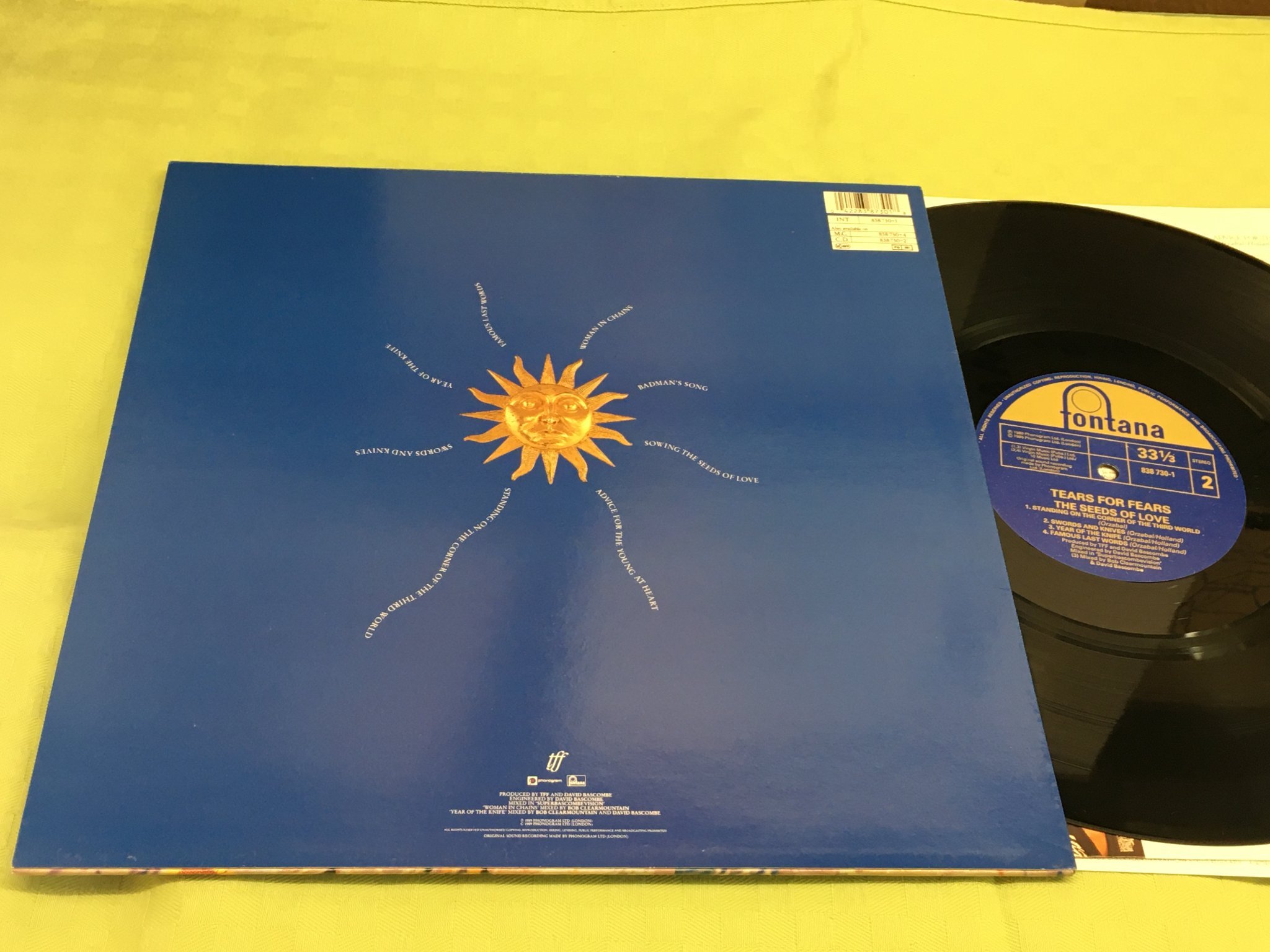 Omslagsbild för skivan TEARS FOR FEARS teh seeds of love LP -89 FONTANA 838730-1
