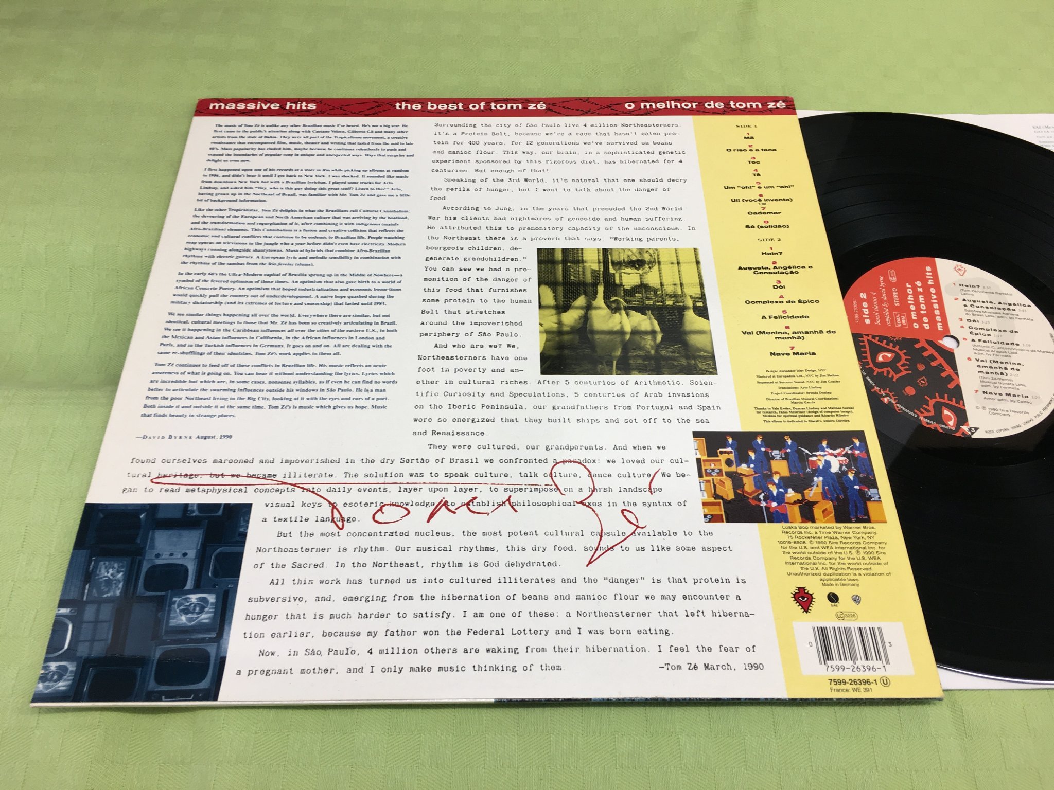 Omslagsbild för skivan TOM ZE brazil classics 4 LP -90 Ger SIRE 7599-26396-1 great album