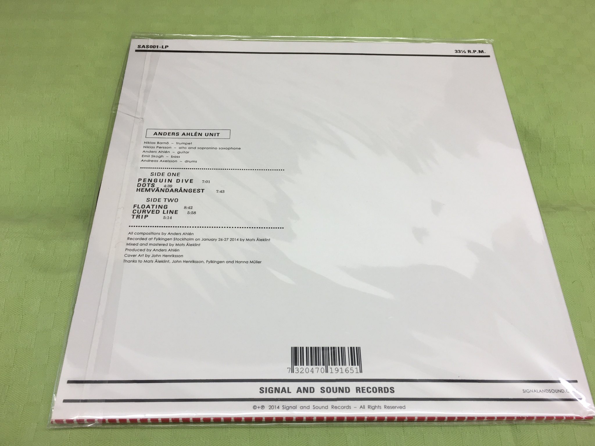Omslagsbild för skivan ANDERS AHLÉN UNIT lines and dots LP SIGNAL AND SOUND SAS 001 