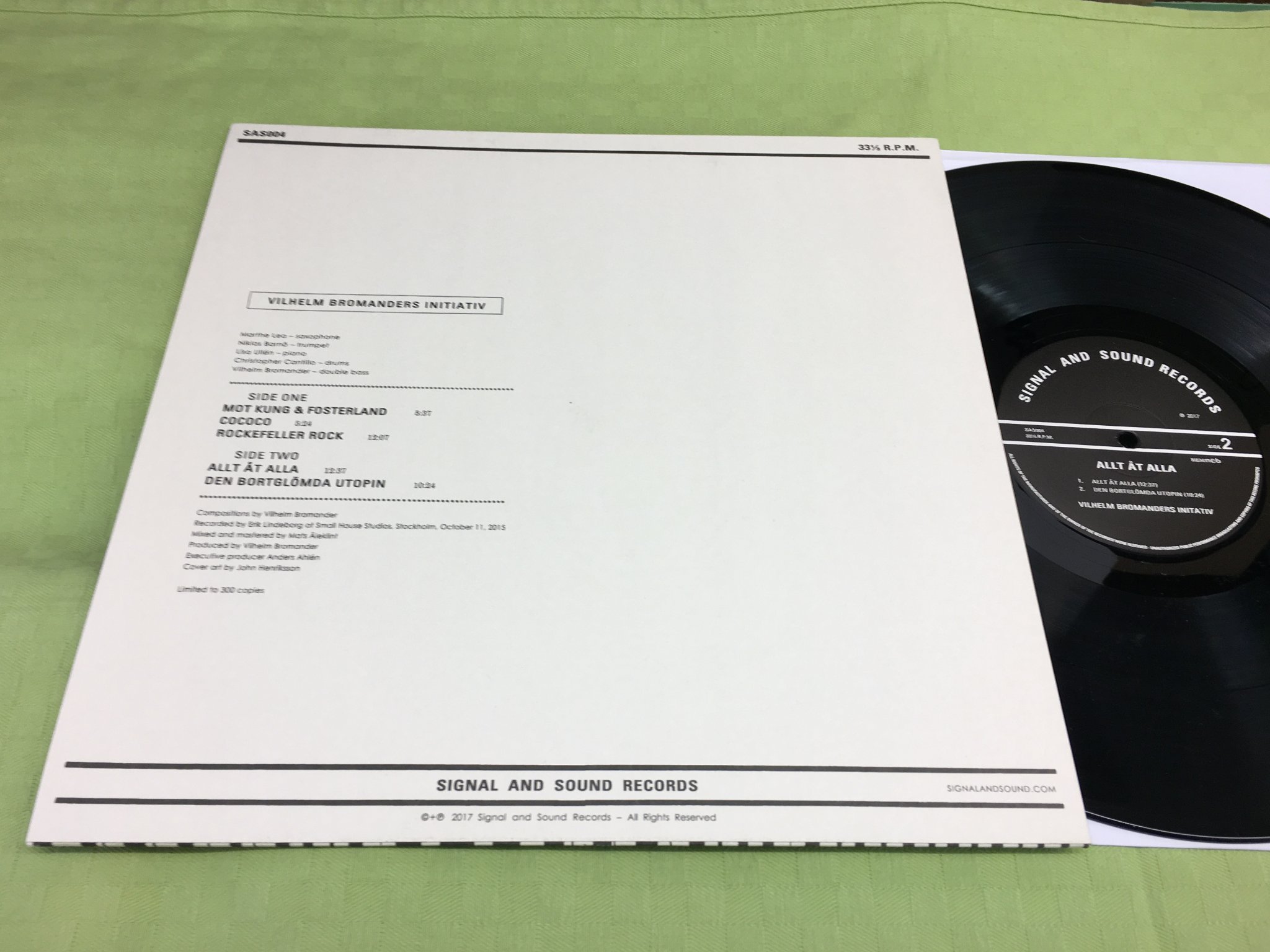 Omslagsbild för skivan VILHELM BROMANDERS INITIATIV allt åt alla LP SIGNAL AND SOUND SAS 004 