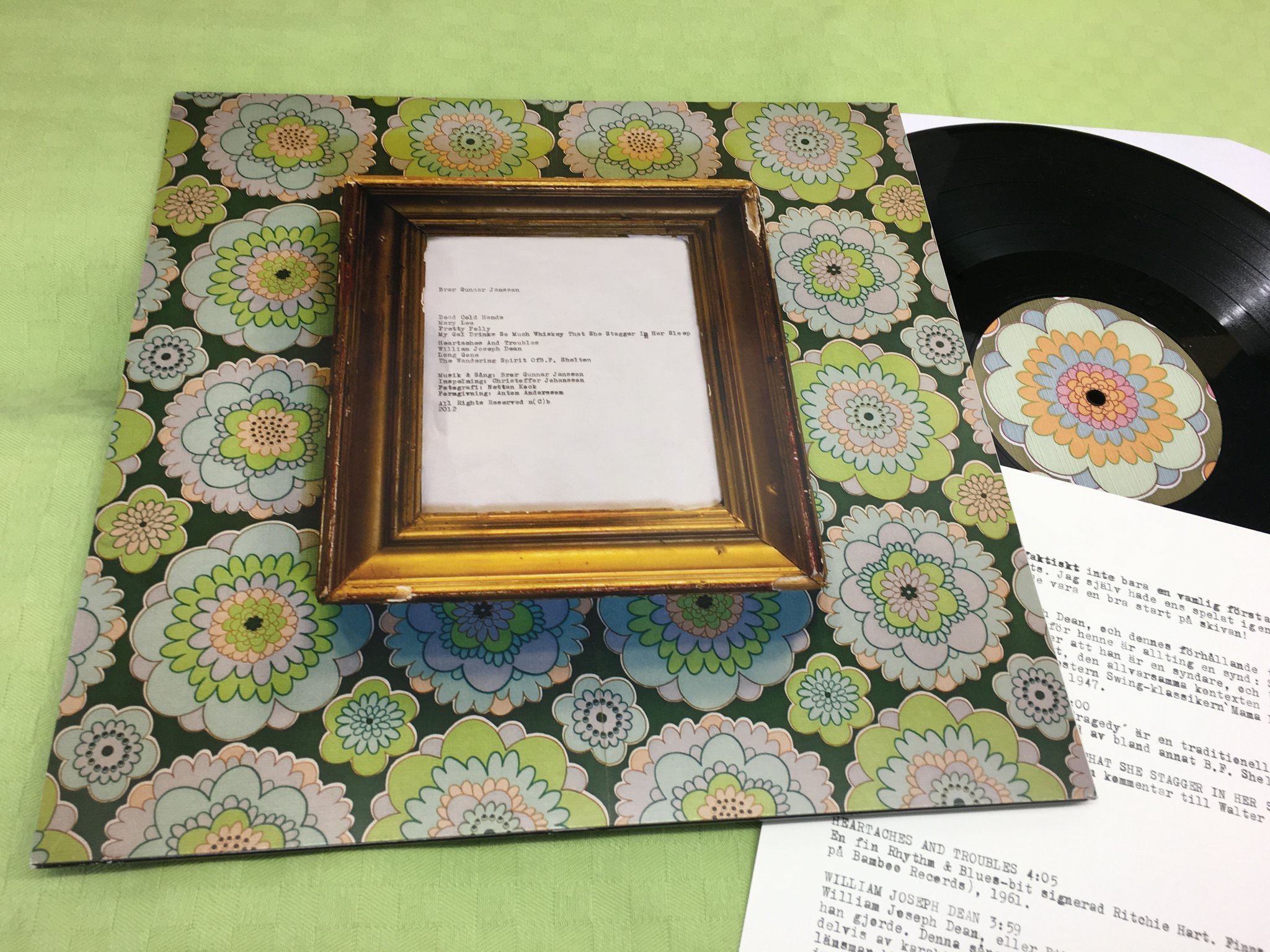 Omslagsbild för skivan BRO GUNNAR JANSSON s/t LP -2012 Swe PRIVATE country blues RARE!