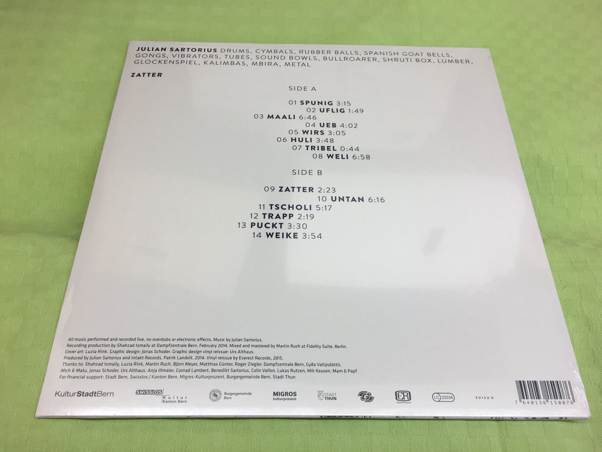 Omslagsbild för skivan JULIAN SARTORIUS zatter LP -2014 intakt ER LP 072 still sealed