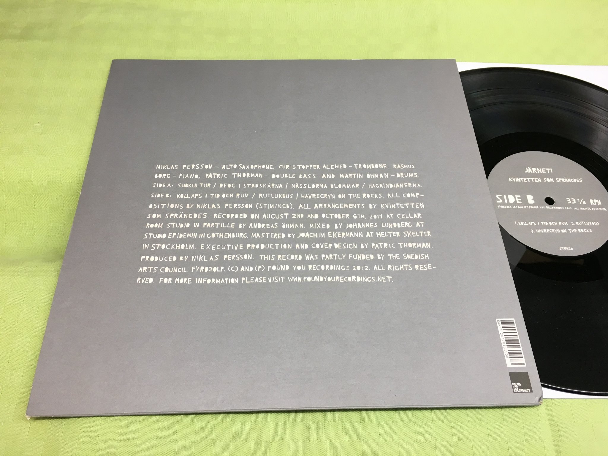 Omslagsbild för skivan KVINTETTEN SOM SPRÄNGDES järnet! LP 2012 FOUND YOU FYR020LP