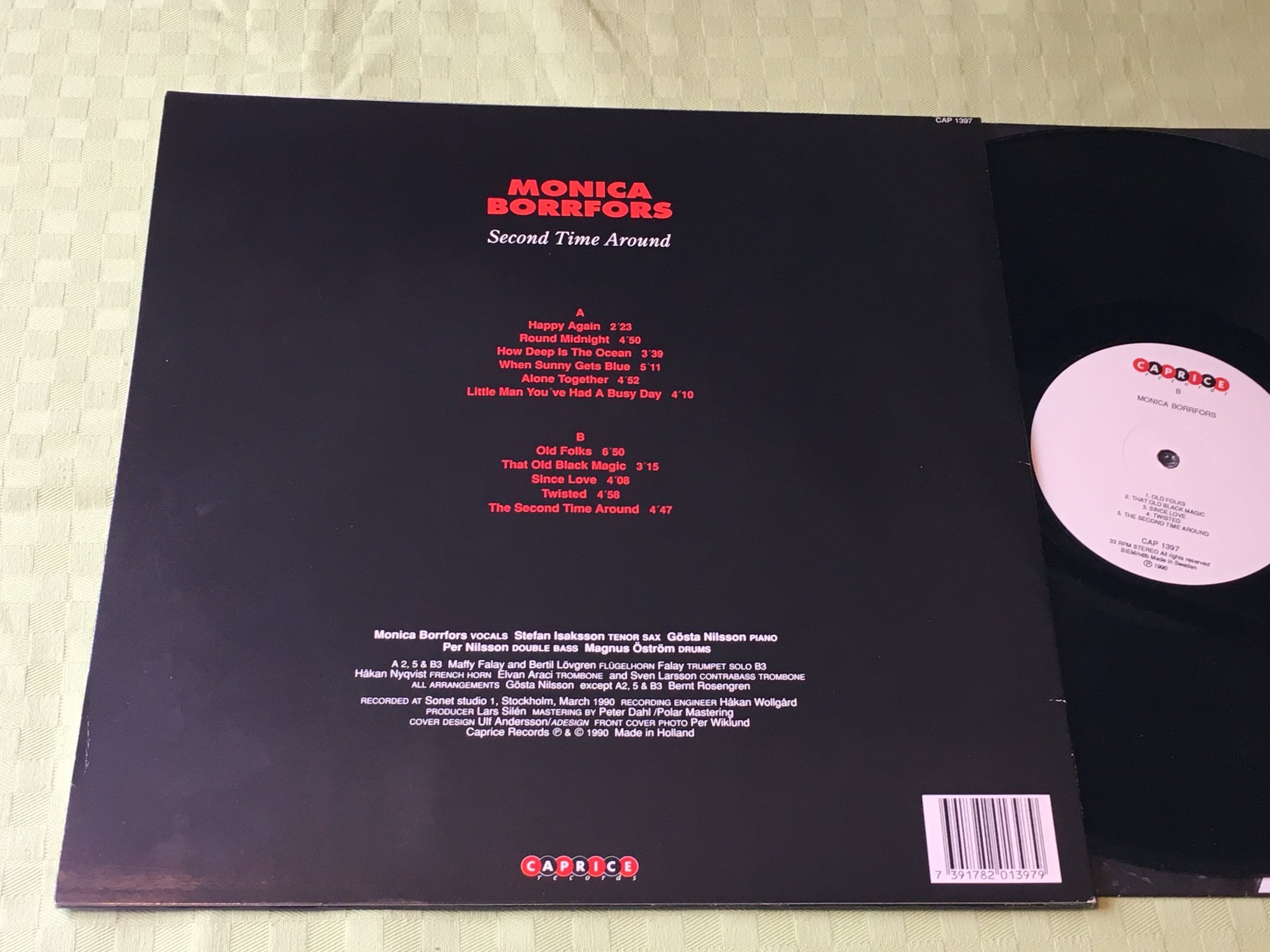 Omslagsbild för skivan MONICA BORRFORS second time around LP -90 Swe CAPRICE CAP 1397