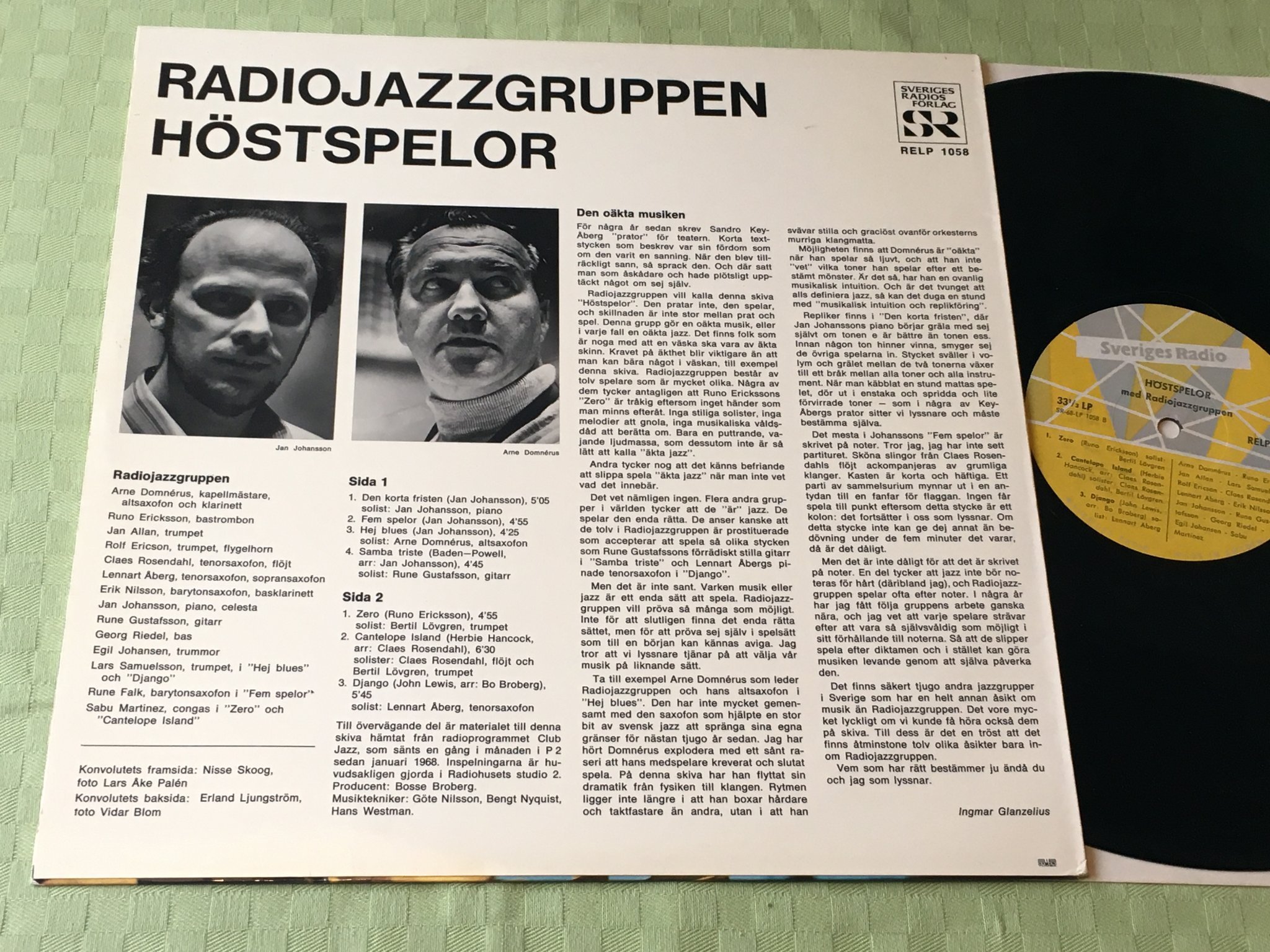 Omslagsbild för skivan RADIOJAZZGRUPPEN höstspelor LP Swe SR RELP 1058