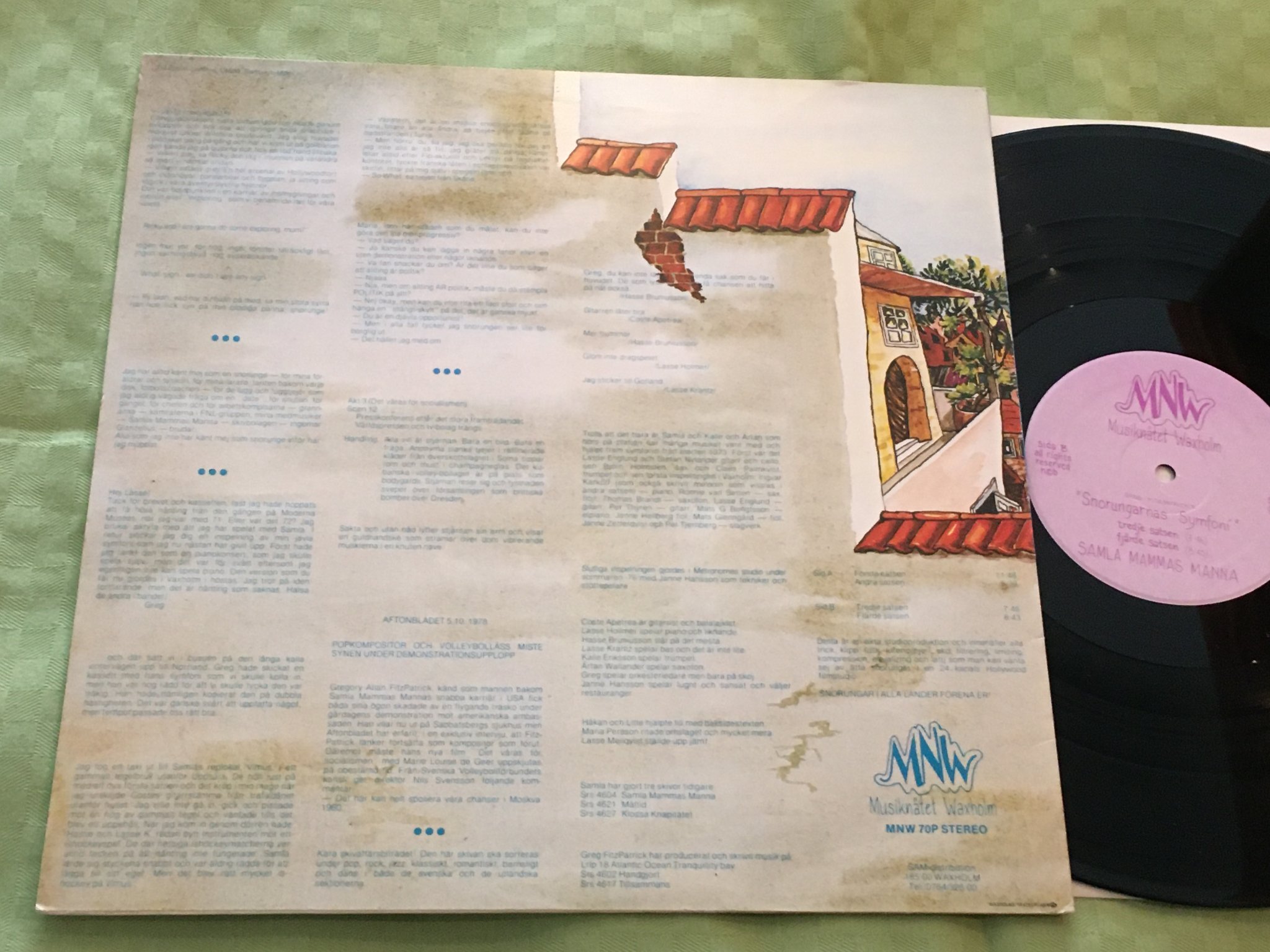 Omslagsbild för skivan SAMLA MAMMAS MANNA snorungarnas symfoni LP -76 Swe MNW 70P