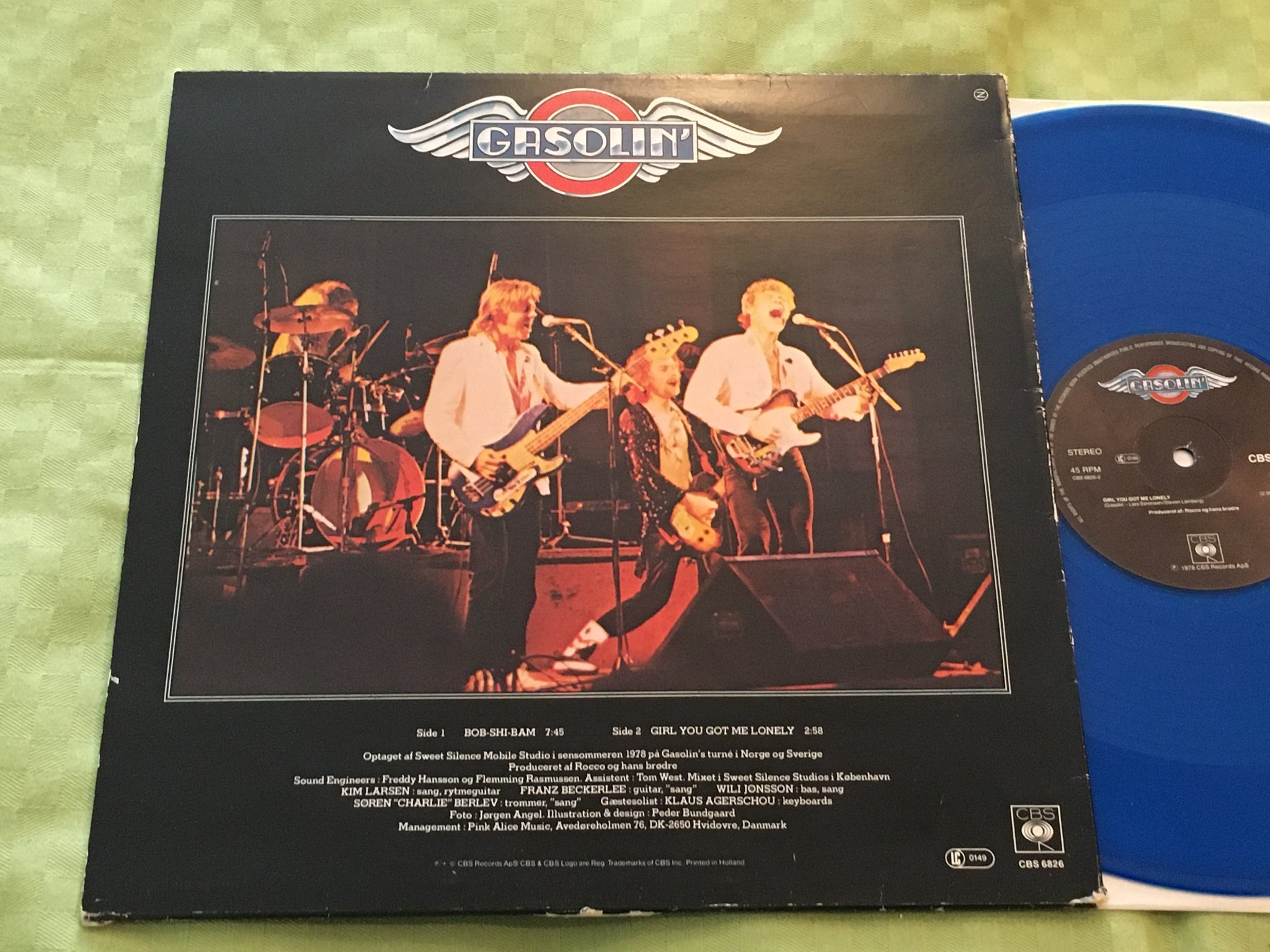 Omslagsbild för skivan GASOLIN bob shi bam 12"MAXI -78 CBS 6826 blue vinyl RARE!
