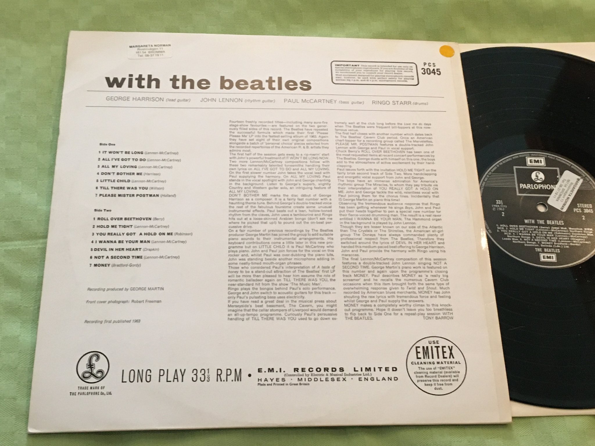Omslagsbild för skivan THE BEATLES with the Beatles LP -63/7? UK PARLOPHONE PCS 3045