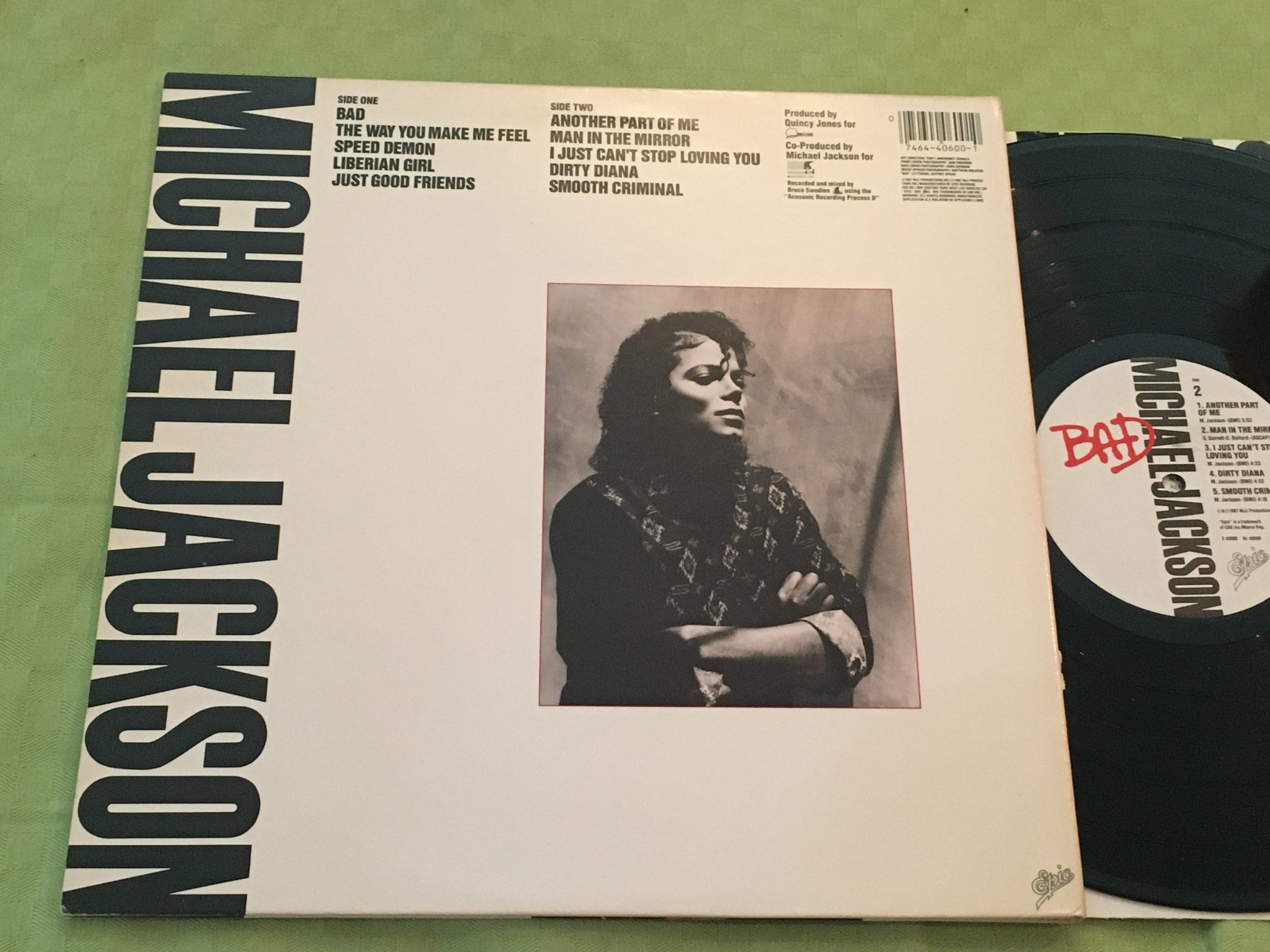 Omslagsbild för skivan MICHAEL JACKSON bad LP -87 US EPIC E 40600