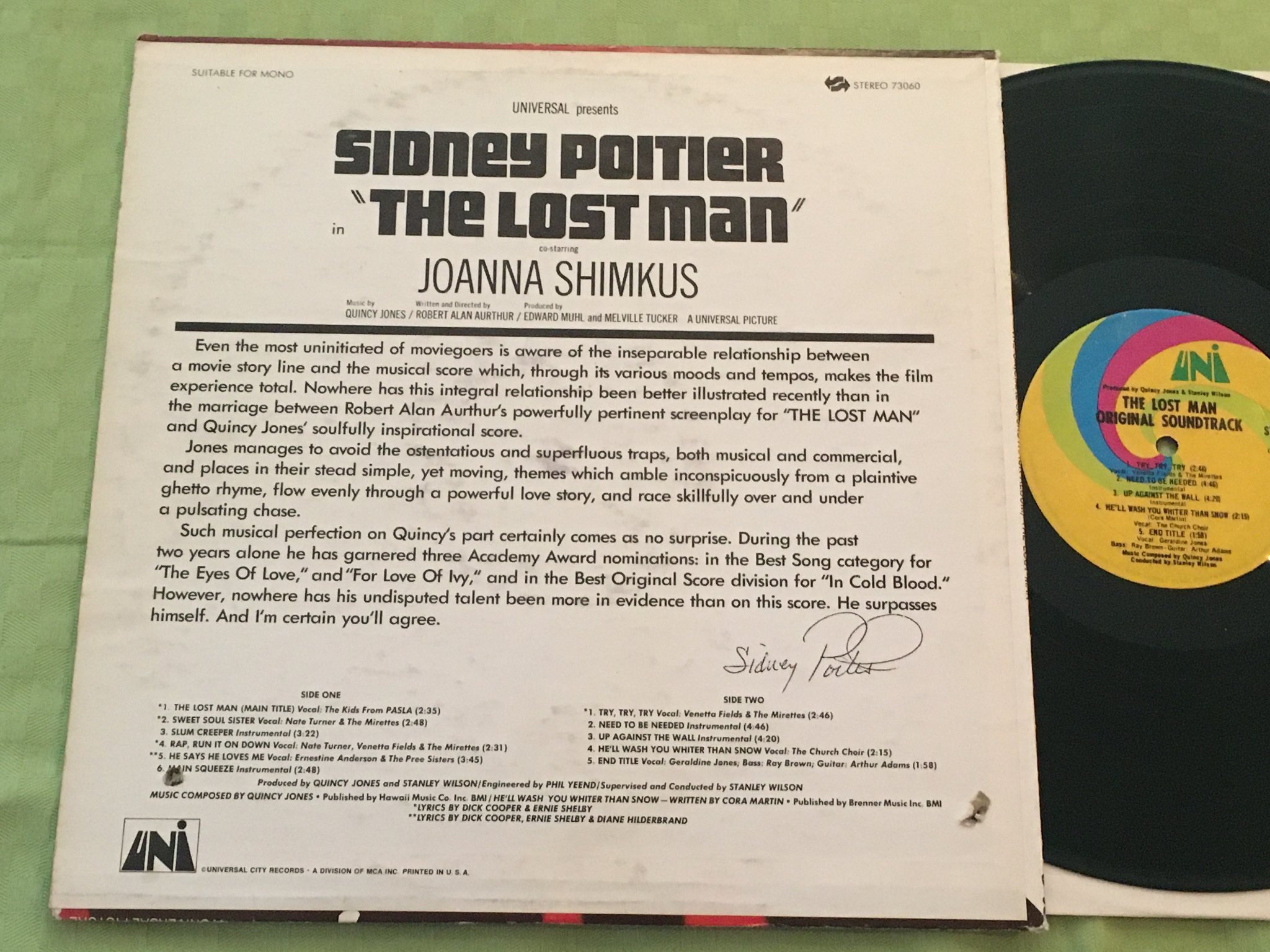 Omslagsbild för skivan QUINCY JONES the lost man LP -69 US UNI 73060