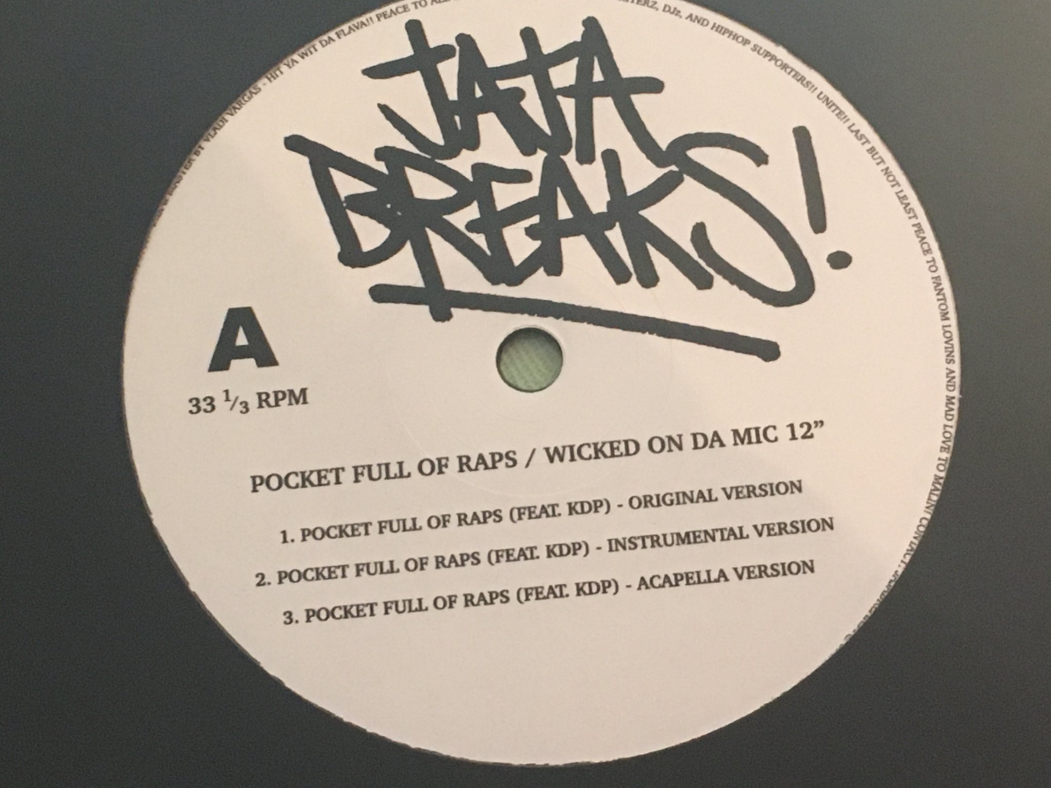 Omslagsbild för skivan JAJA BREAKS pocket full of raps 12" 2014 Swe LIMITED TO 100 COPIES rare!!!!