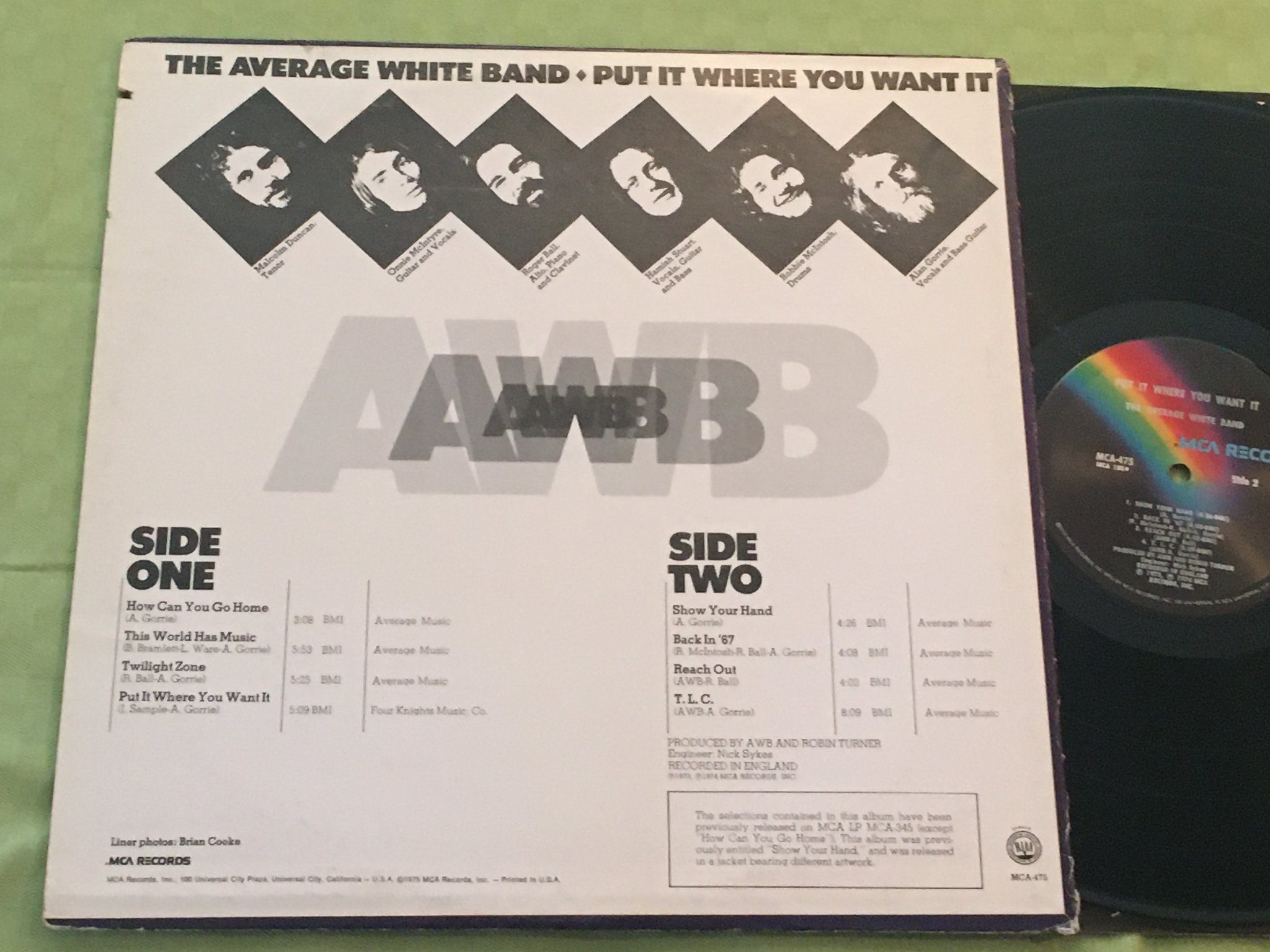 Omslagsbild för skivan THE AVERAGE WHITE BAND put it where you want it LP -74 US MCA-475