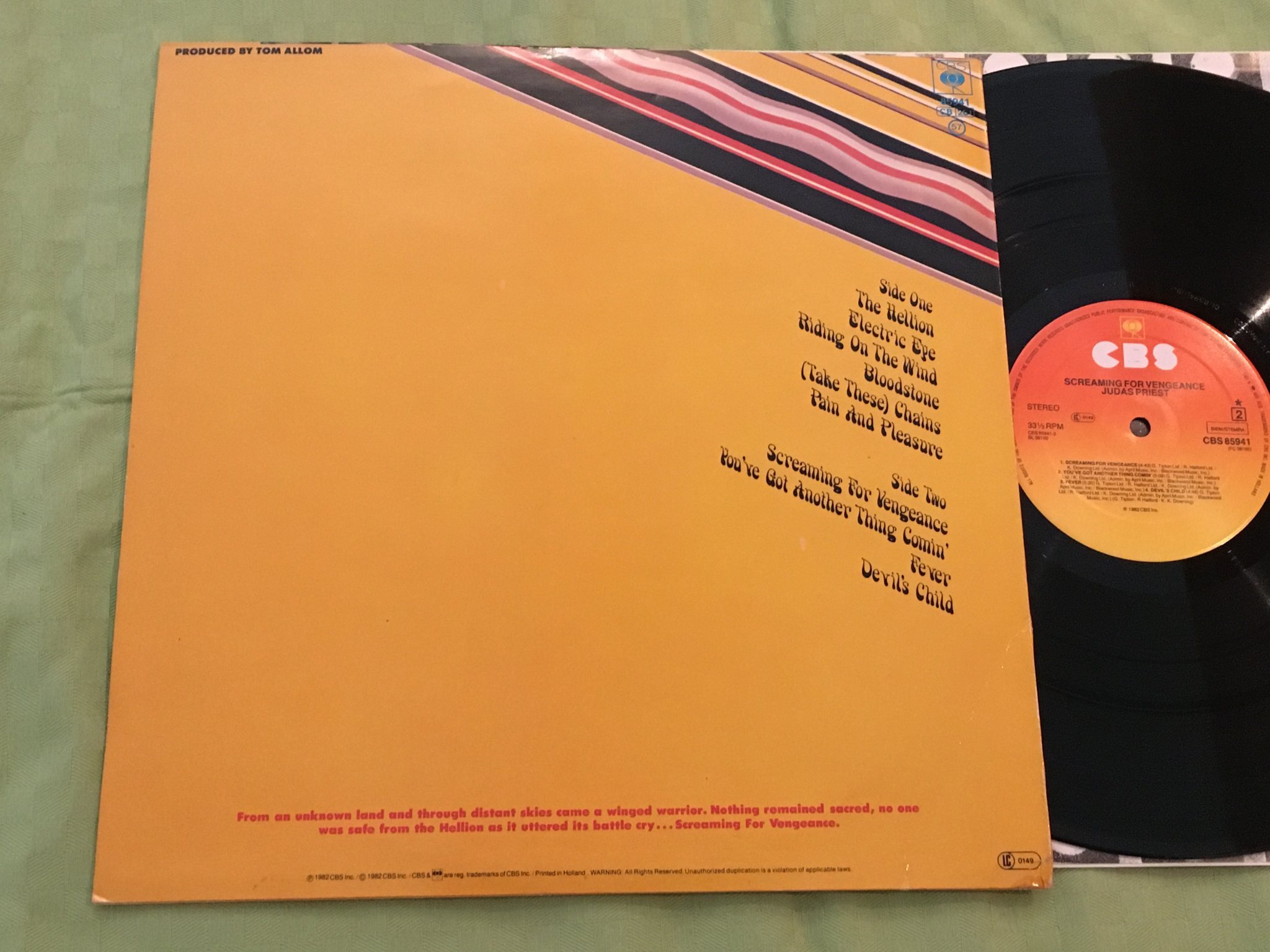 Omslagsbild för skivan JUDAS PRIEST screaming for vengeance LP -82 Hol CBS 85941