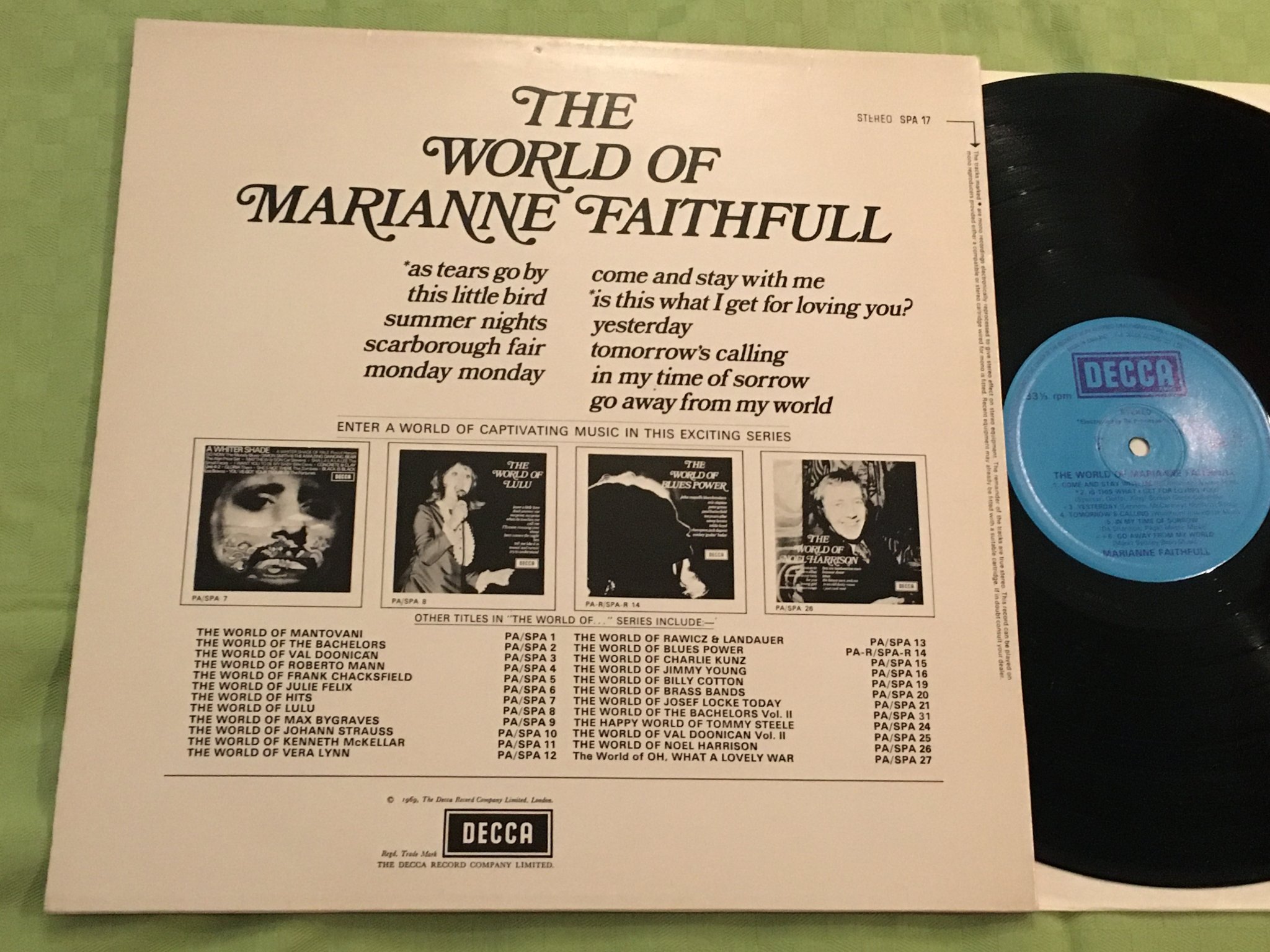 Omslagsbild för skivan MARIANNE FAITHFUL the world of LP UK DECCA SPA 17