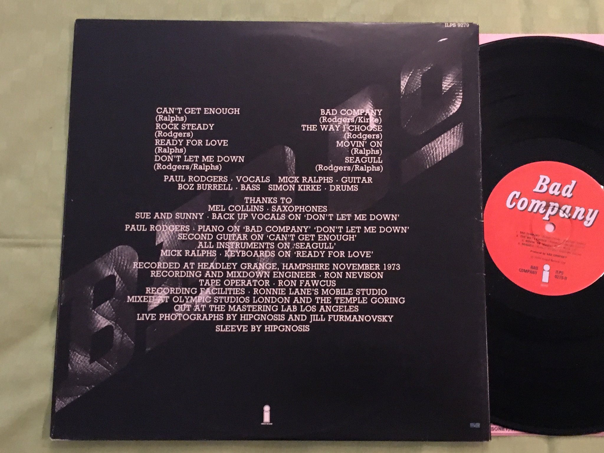 Omslagsbild för skivan BAD COMPANY bad co LP -74 Swe ISLAND ILPS 9279 