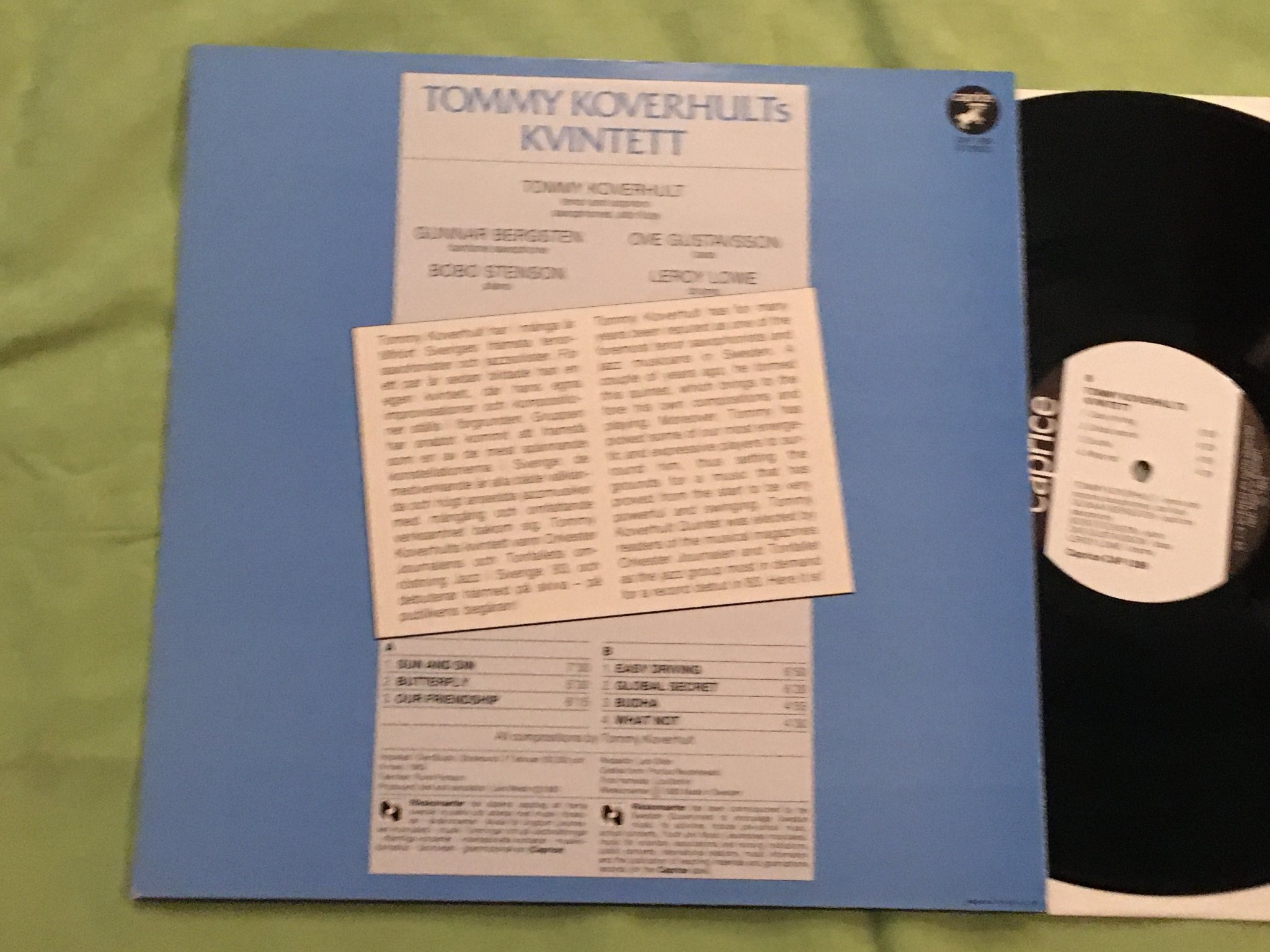Omslagsbild för skivan TOMMY KOVERHULTS KVINTETT s/t LP -83 Swe CAPRICE supreme jazz album