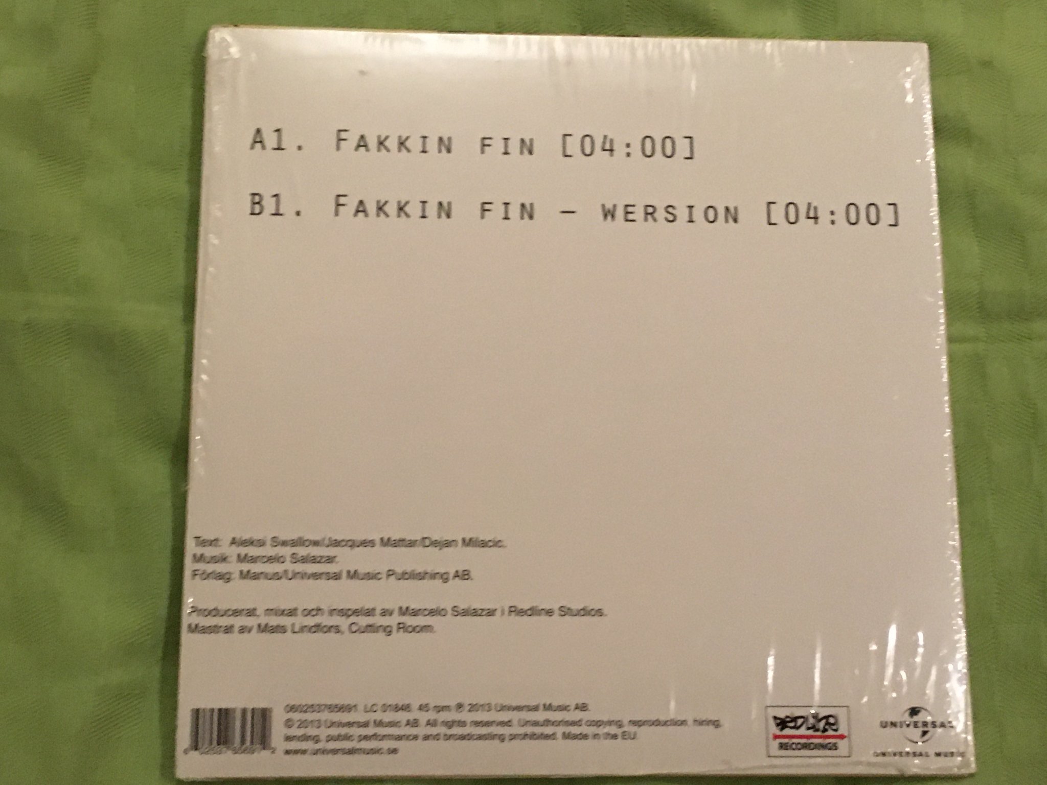 Omslagsbild för skivan LABYRINT fakkin fin 7"single RED LINE / UNIVERSAL 