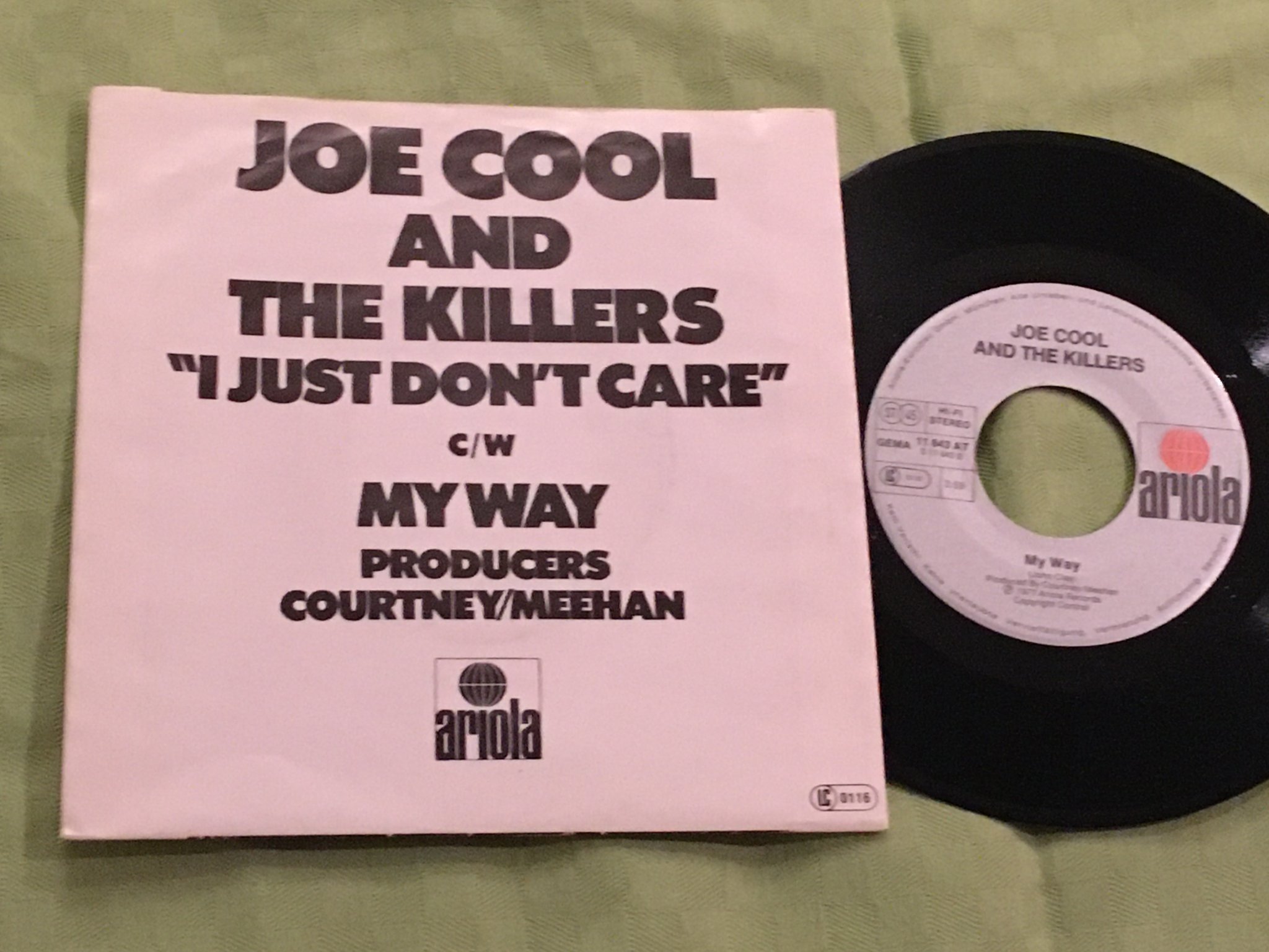 Omslagsbild för skivan JOE COOL & THE KILLERS I just don't care 7"single Ger ARIOLA 11 843 AT punk